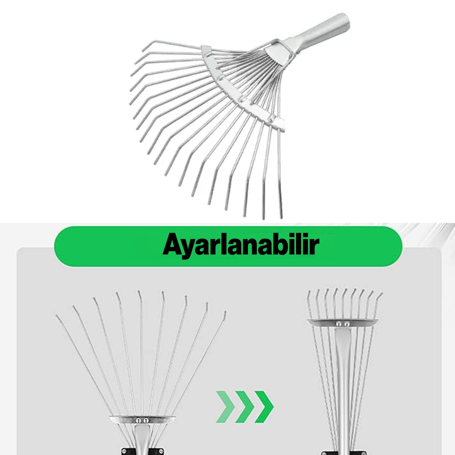 Metal Ayarlanabilir Bahçe Tarla Tırmık Çim Peyzaj Yaprak Ot Saman Temizleme Toplama Tırmığı 1 Adet