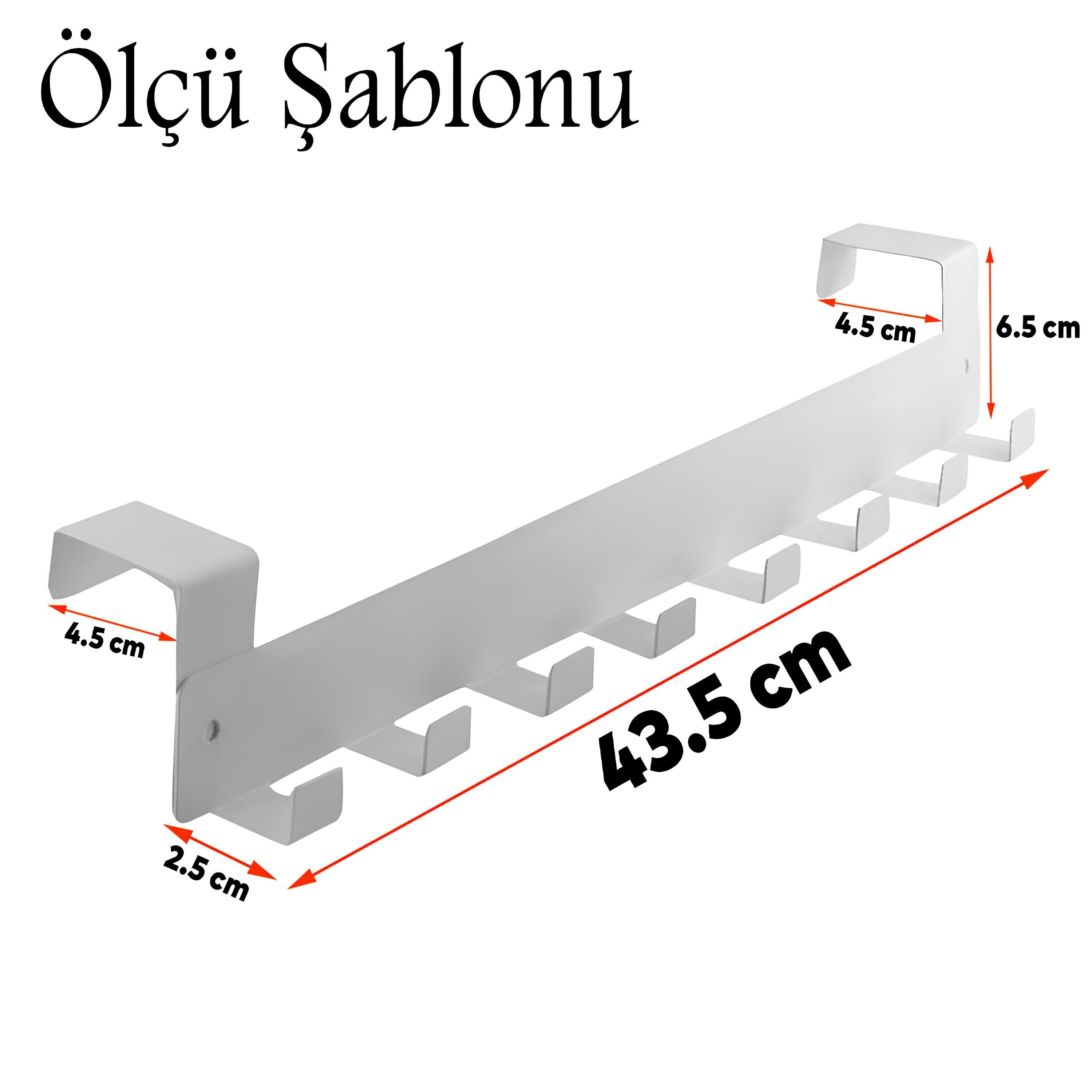 Kapı Arkası Askılık Elbise Havlu Asma Askı Metal 8'lı Tekli Oda Banyo Lavabo Kapısı Aparatı Beyaz