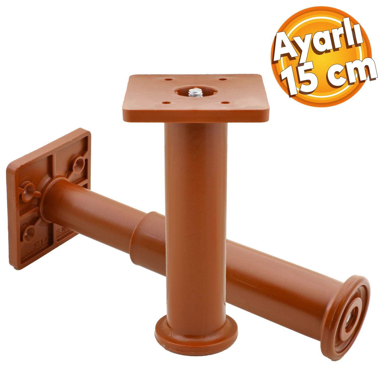 Ayarlanabilir Kare Mobilya Kanepe Koltuk Baza Destek Yükseltici Yükseltme Ayağı 15 Cm Kahve Ayakları