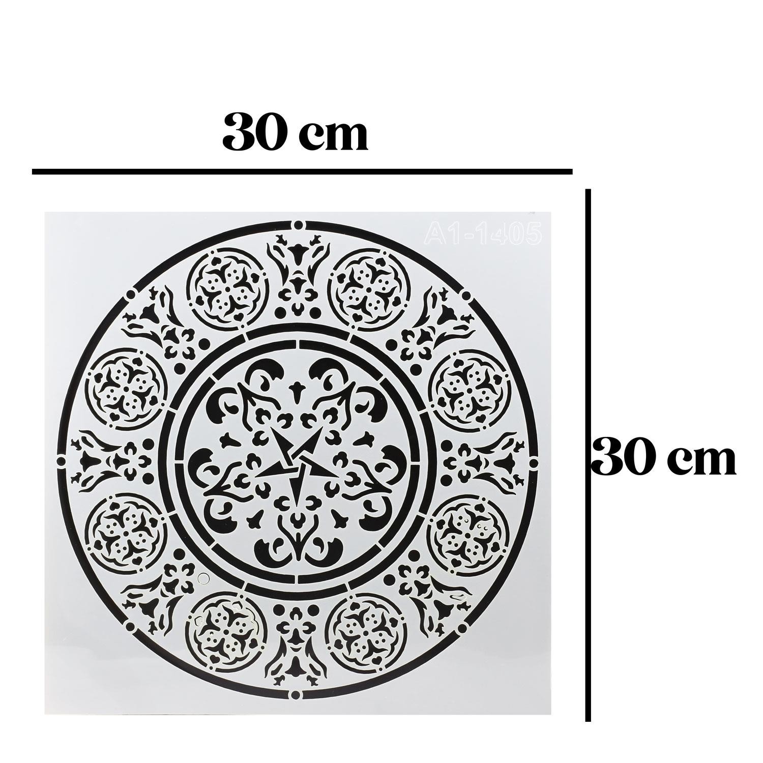 Stencil Duvar Boyama Şablon Tasarım Mandala Desen Tekrar Kullanılabilir 30x30 cm