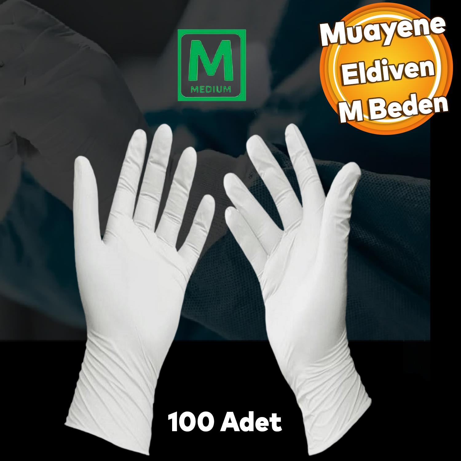 Muayene Eldiveni Beyaz M Beden Pudralı Lateks Hijyenik Tek Kullanım Eldiven 100 Adet 50 Çift