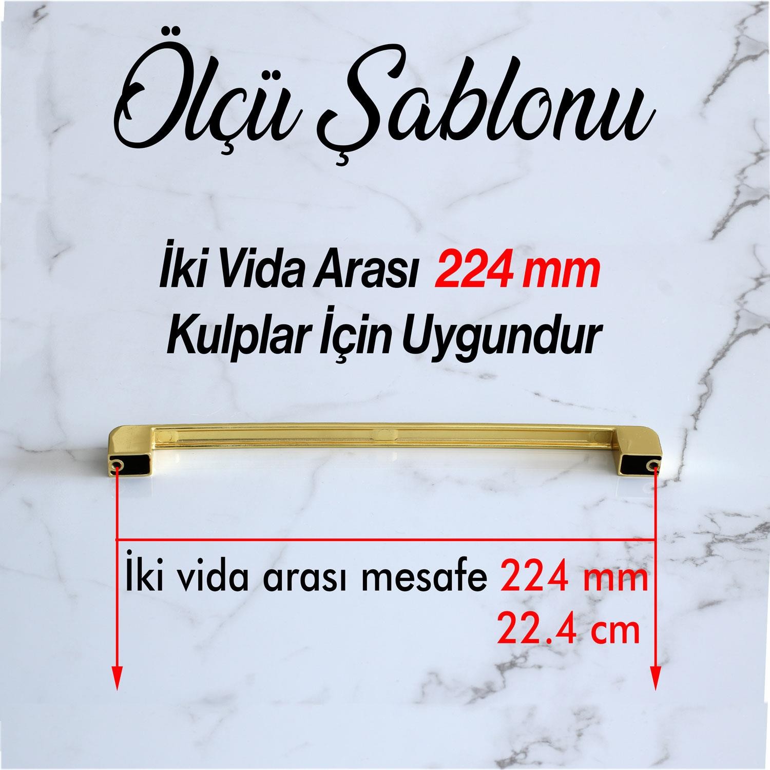 Gölcük Oval Gold Mobilya Mutfak Dolabı Çekmece Dolap Kapak Kulpu Kulbu 224 mm Metal Kulp Altın