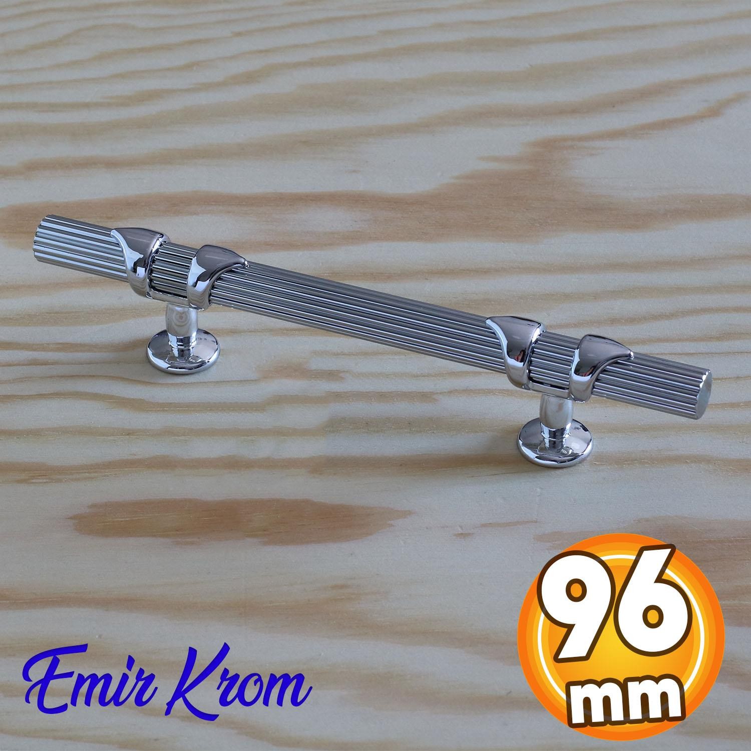 Emir Kulp Krom 96 mm - 9.6 cm Metal Mobilya Mutfak Çekmece Dolap Dolabı Kapak Kulbu Kulpu Kulpları