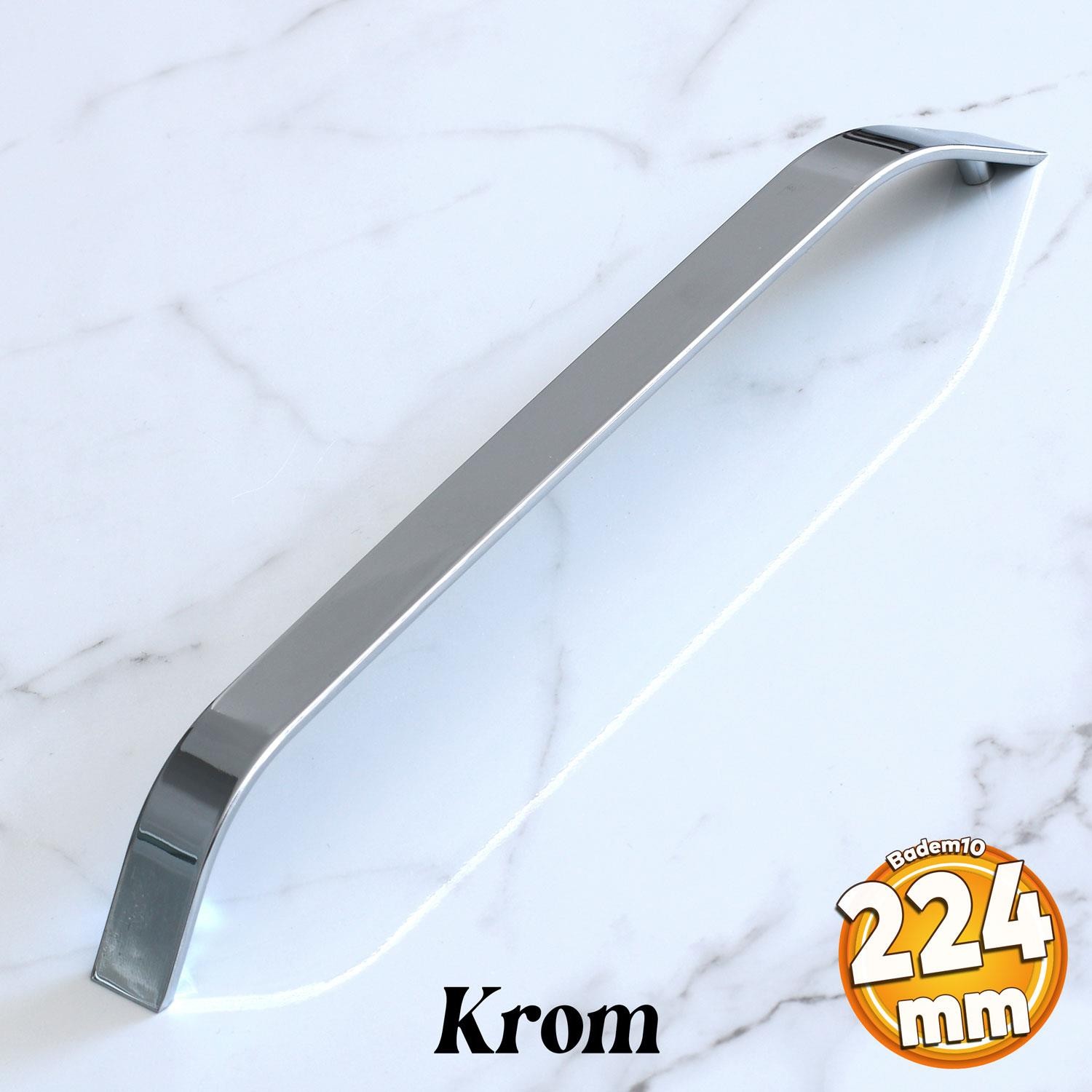 Volga Krom Metal Kulp 224 mm 22.4 cm Mobilya Çekmece Mutfak Dolabı Dolap Kulpları Kapak Kulpu Kulbu