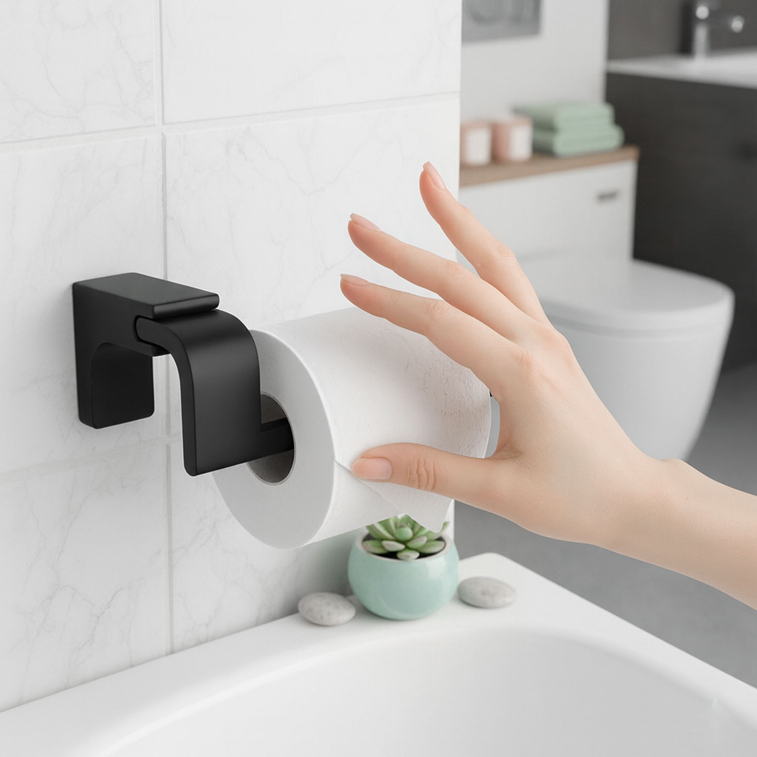 Siyah Lüx Kapaksız WC Kağıt Aparatı Vidalı Paslanmaz Metal Duvar Tuvalet Kağıtlık Banyo Aksesuarı