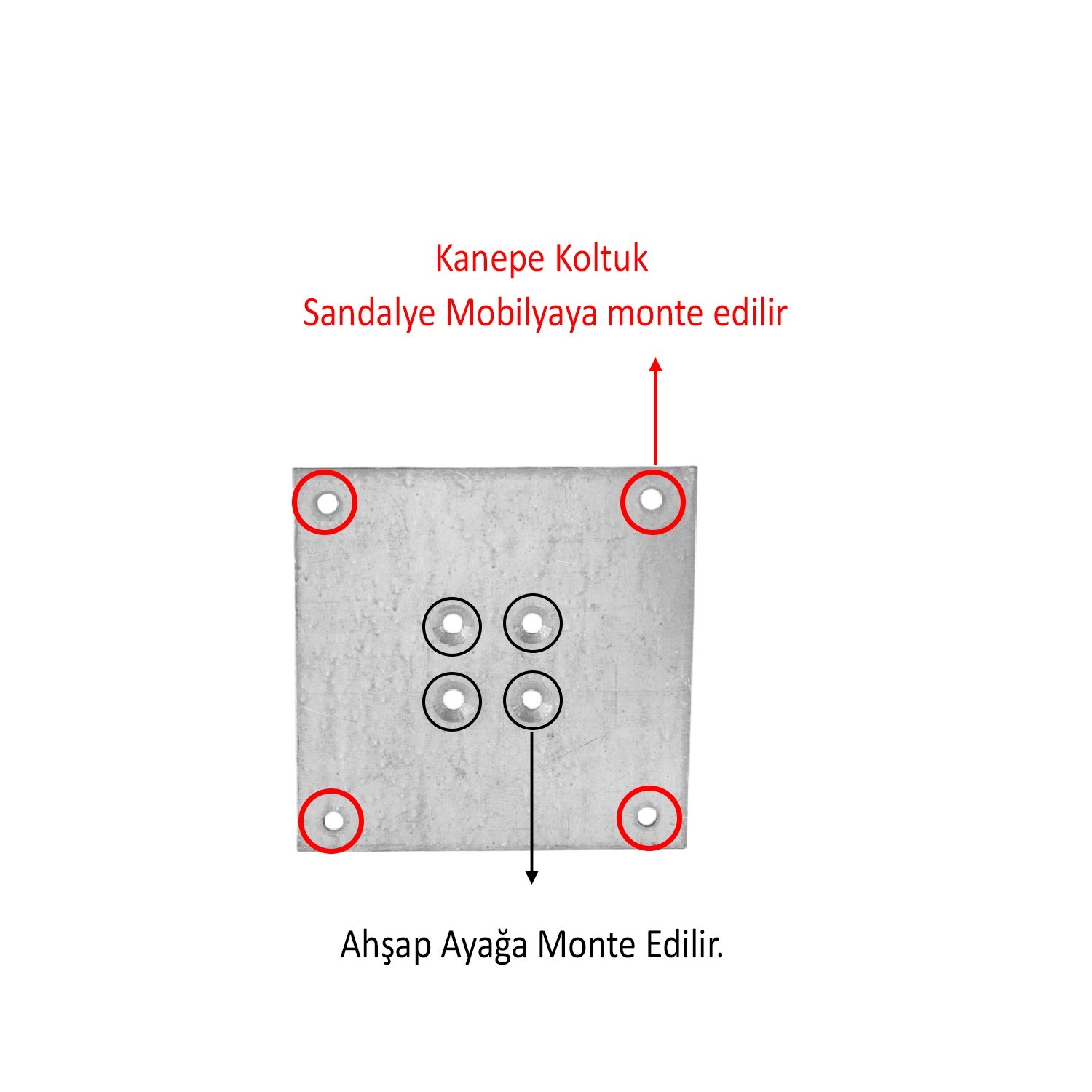 Metal Çinko Masa Bağlantı Sacı Düz 10 x 10 cm Mobilya Yemek Masası Ayak Bağlama Saçı Aparat 4 Adet