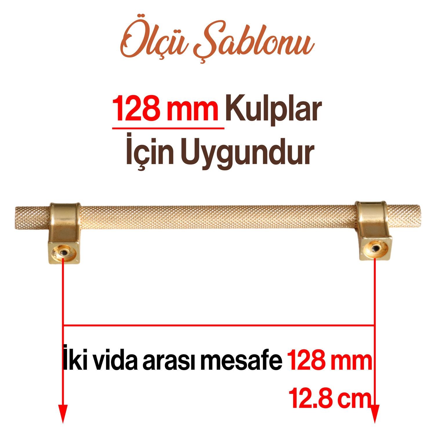 Hisar Altın Gold Metal Kulp 128 mm Tırtıklı Desen Mobilya Çekmece Mutfak Dolabı Dolap Kulpları Kulbu