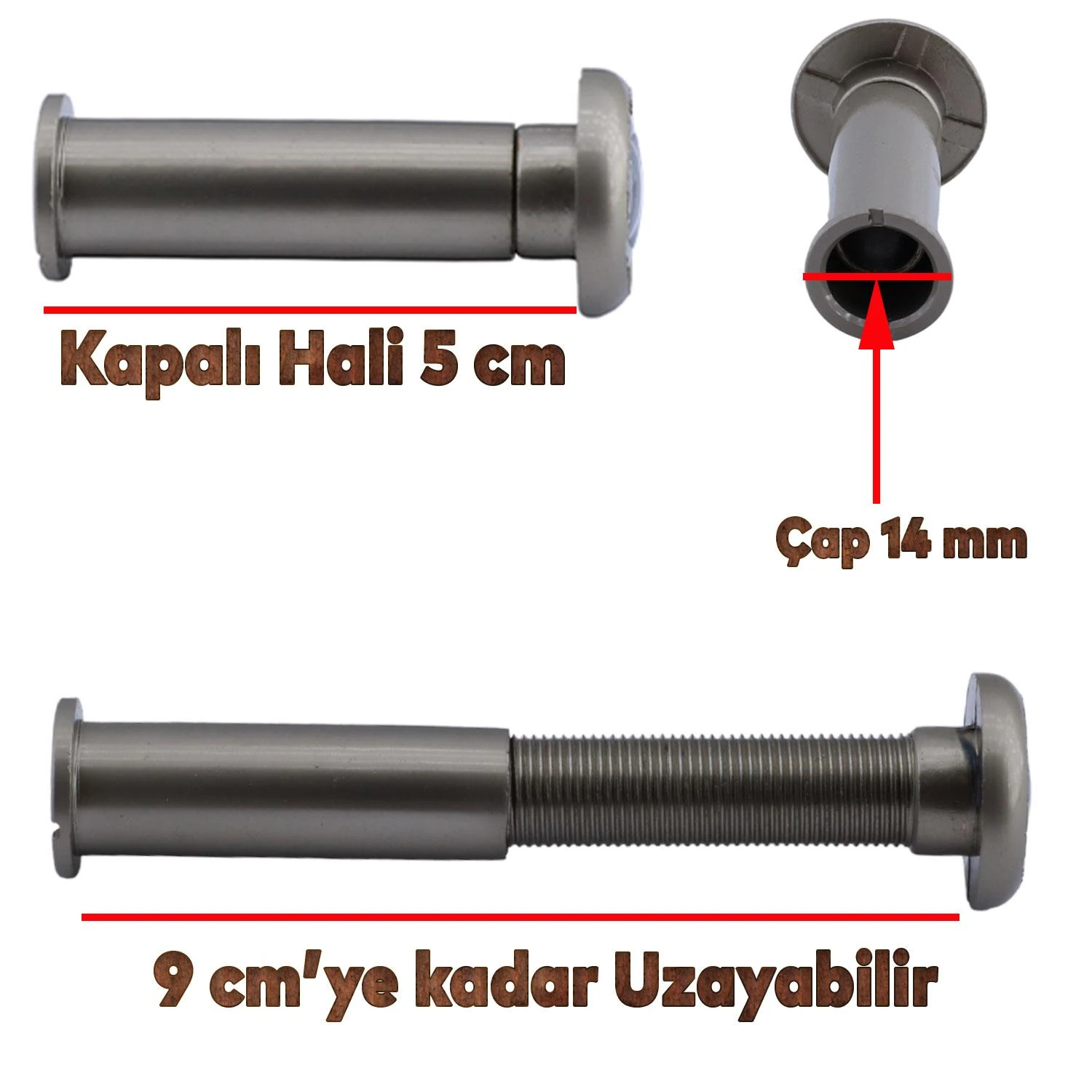 Kapı Dürbünü Çelik Kapı Saten 50-90 mm Ayarlanabilir Çap 14 mm