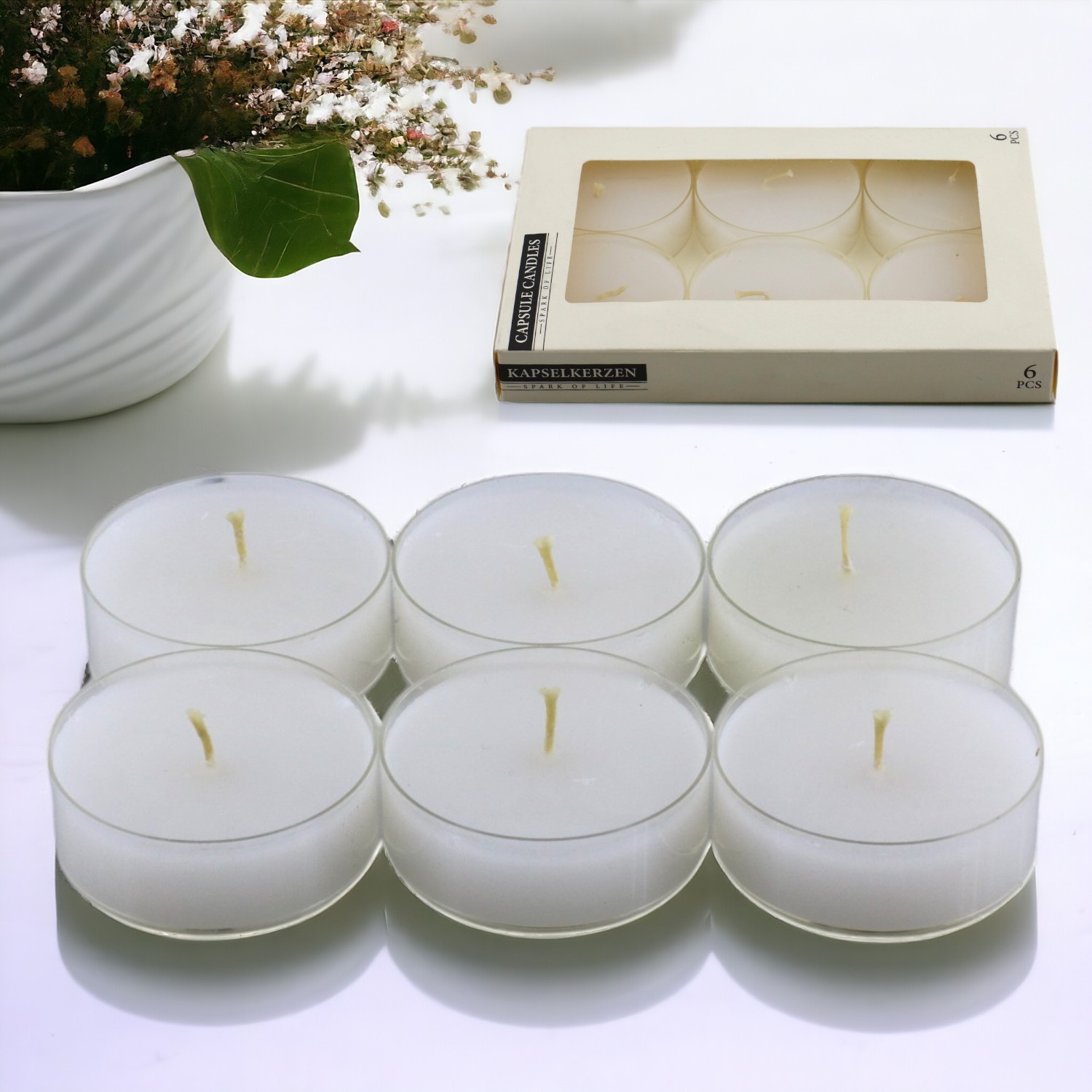 Tealight Kapsül Mum 6x35 Gr Dekoratif Mumu Kandil Hediyelik Fitilli Mumluk Şamdan Krem Renk Kokusuz