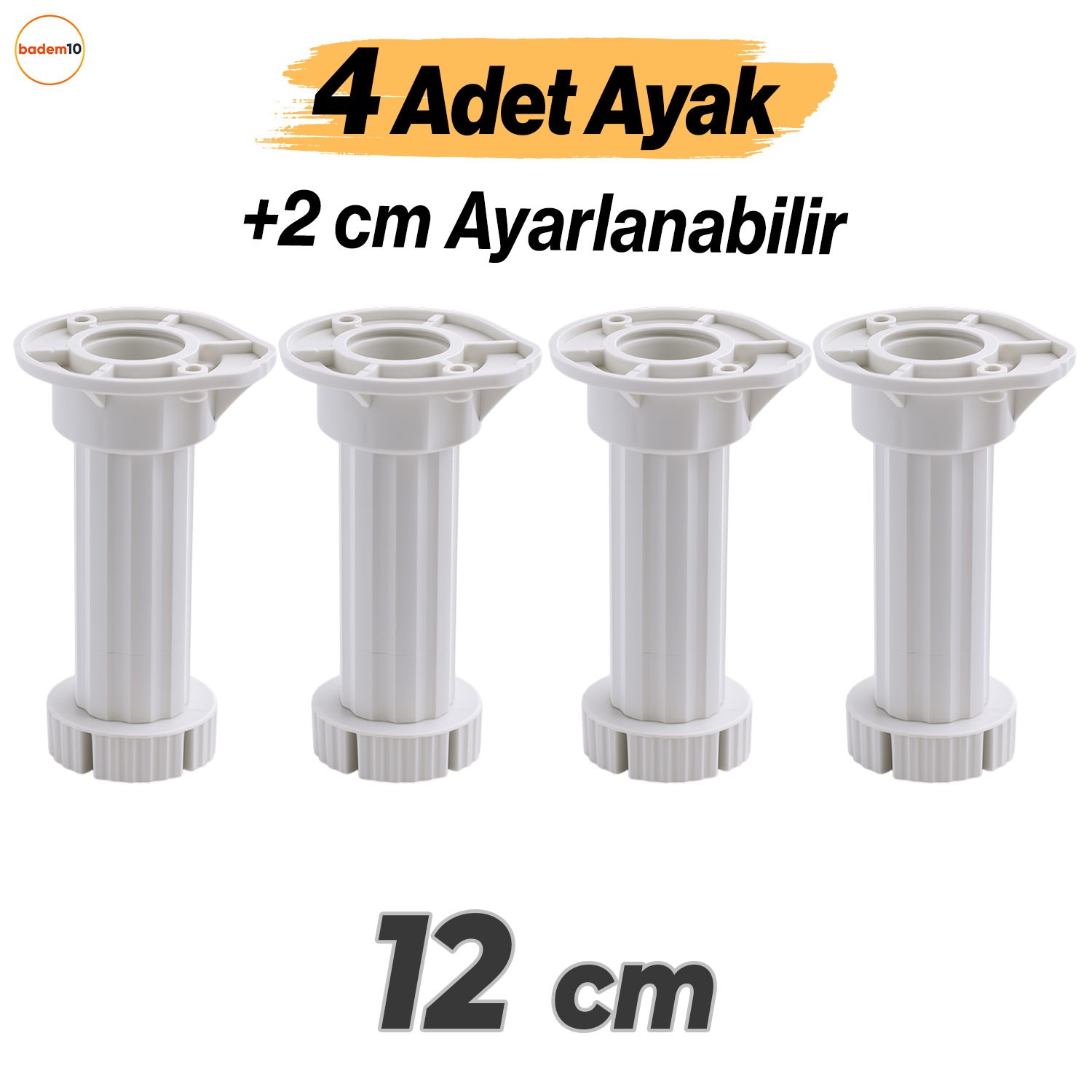 Ayarlanabilir 4 Adet 12 Cm Plastik Ayak Dolap Mobilya Tezgah Yükseltici Yükseltme Ayağı Ayakları