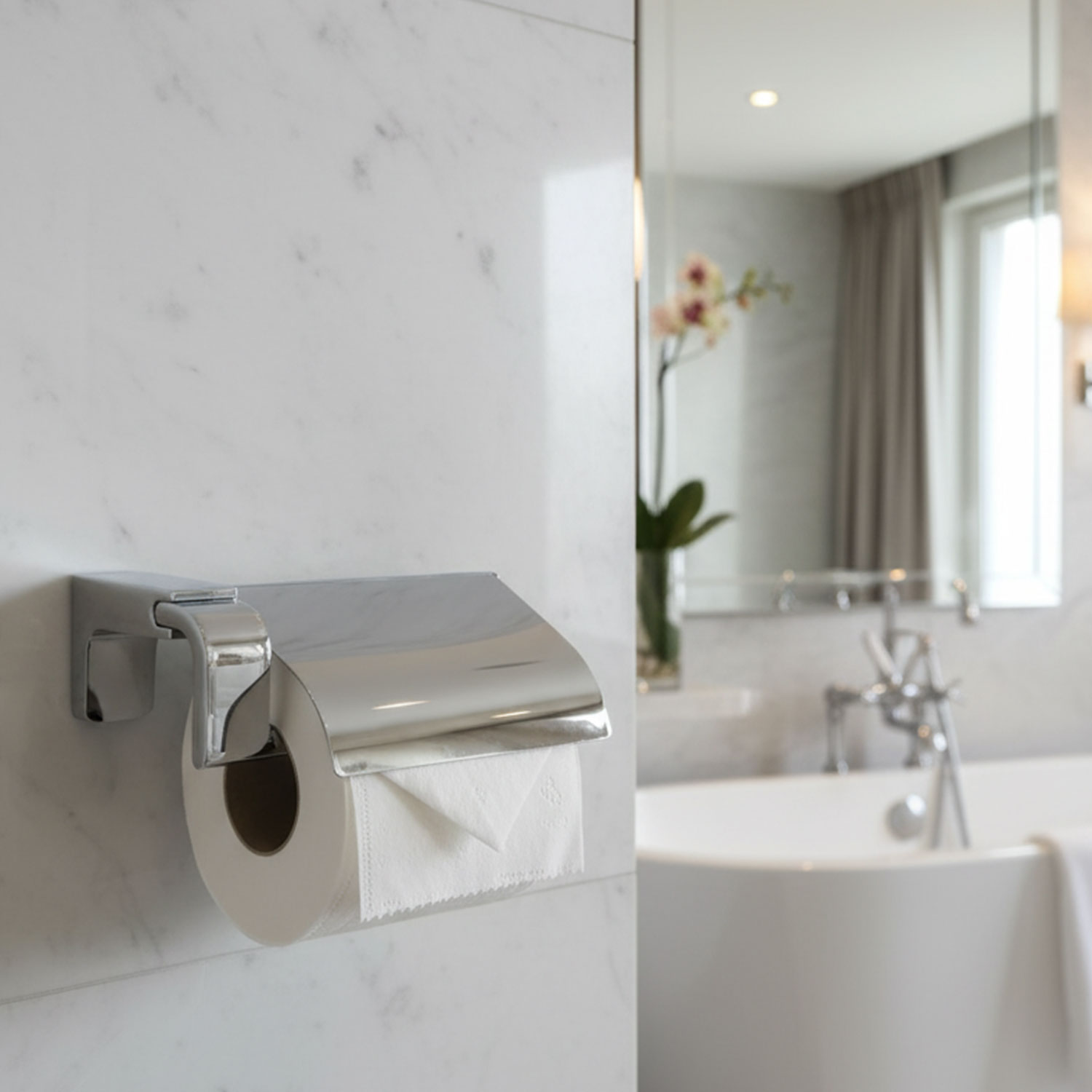 Badem10 Krom Gümüş Kapaklı Lüks Tuvalet Kağıtlık Vidalı Paslanmaz Metal Duvara Monte Banyo Kağıt Aparatı