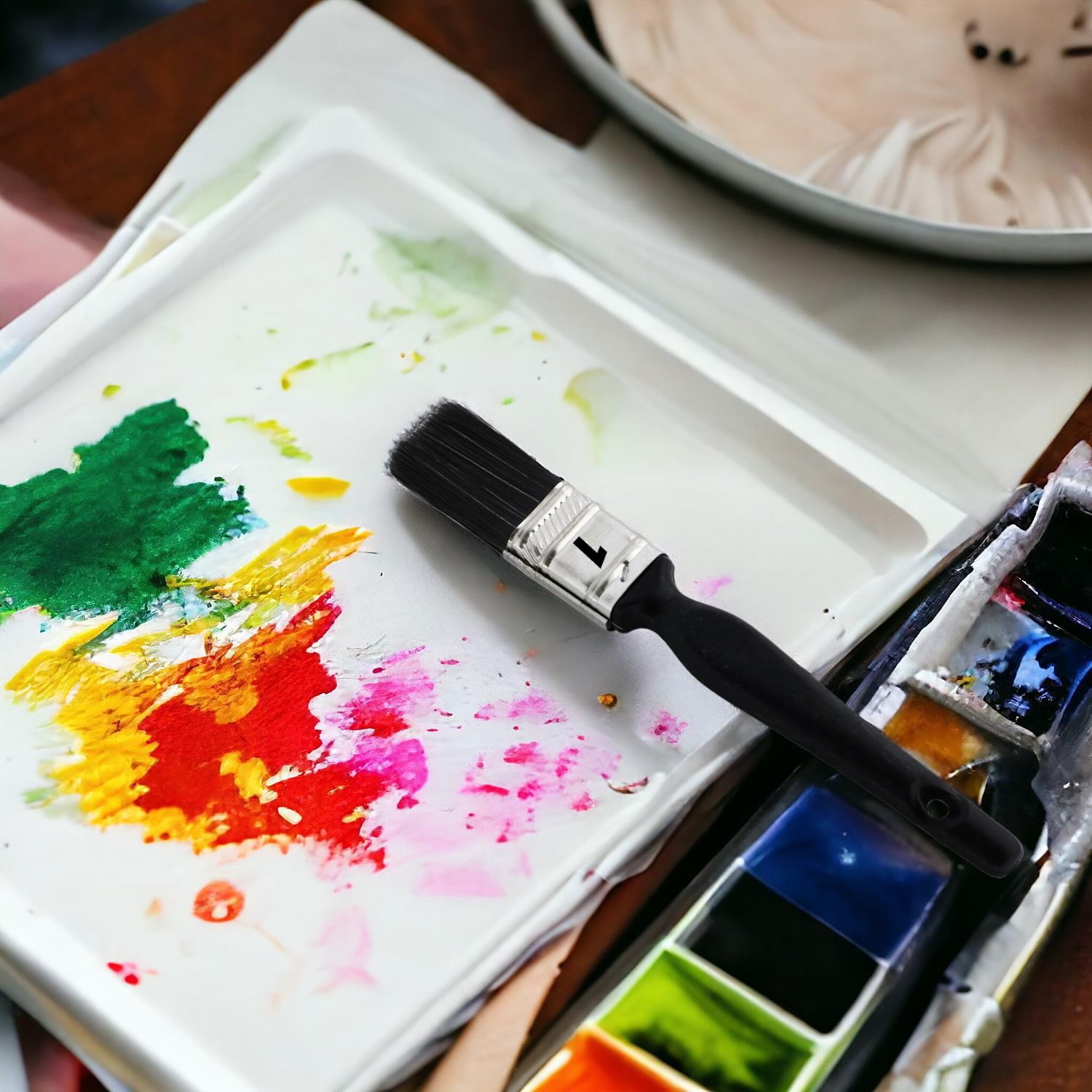 Plastik Saplı Yağlı Boya Fırça No: 1 Resim Ressam Fırçası Hobi Sanat Duvar Metal Ahşap Boyama