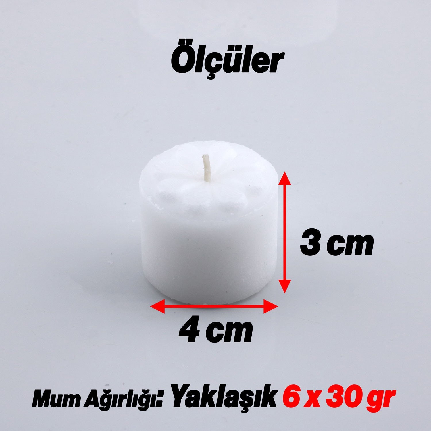 Baton Mum Mini 6'lı Beyaz Silindir Dekoratif Mumu Kandil Hediyelik Fitilli Mumlar Şamdan Kokusuz