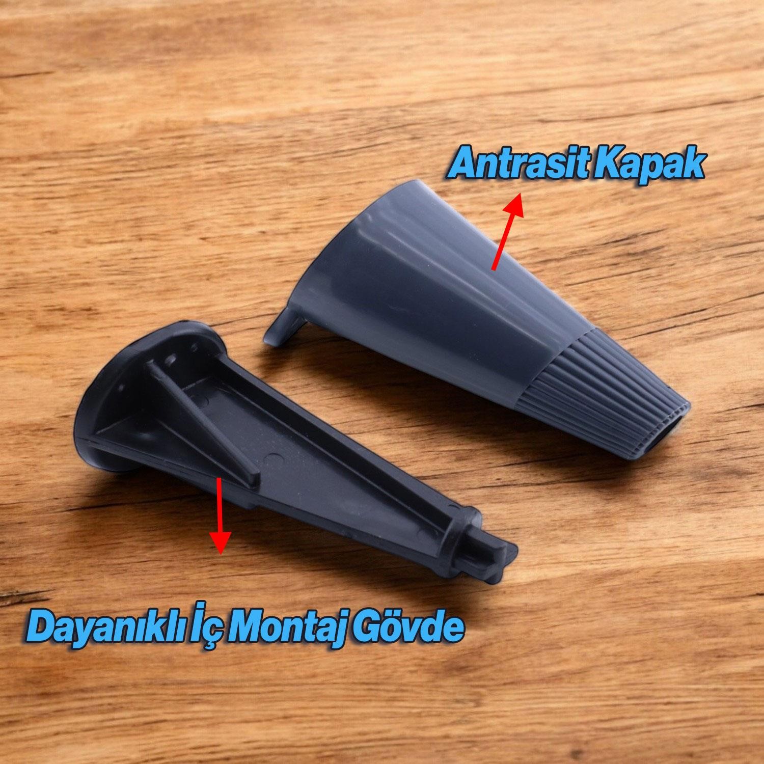 Açılı Konik 12 cm Antrasit Ayak Mobilya Yükseltici Baza Ayağı Koltuk Kanepe Altı Puf Ayakları
