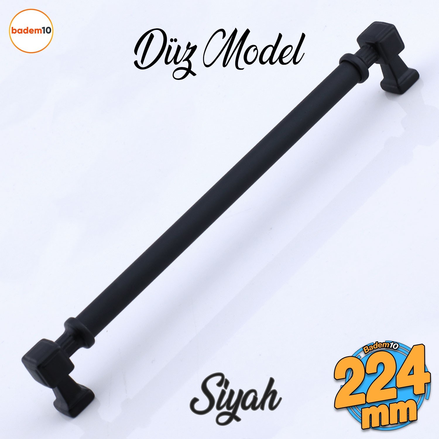 Talas 224 mm Düz SİYAH Metal Kulp Mobilya Çekmece Mutfak Dolabı Dolap Kulpları Kulb 22.4 cm