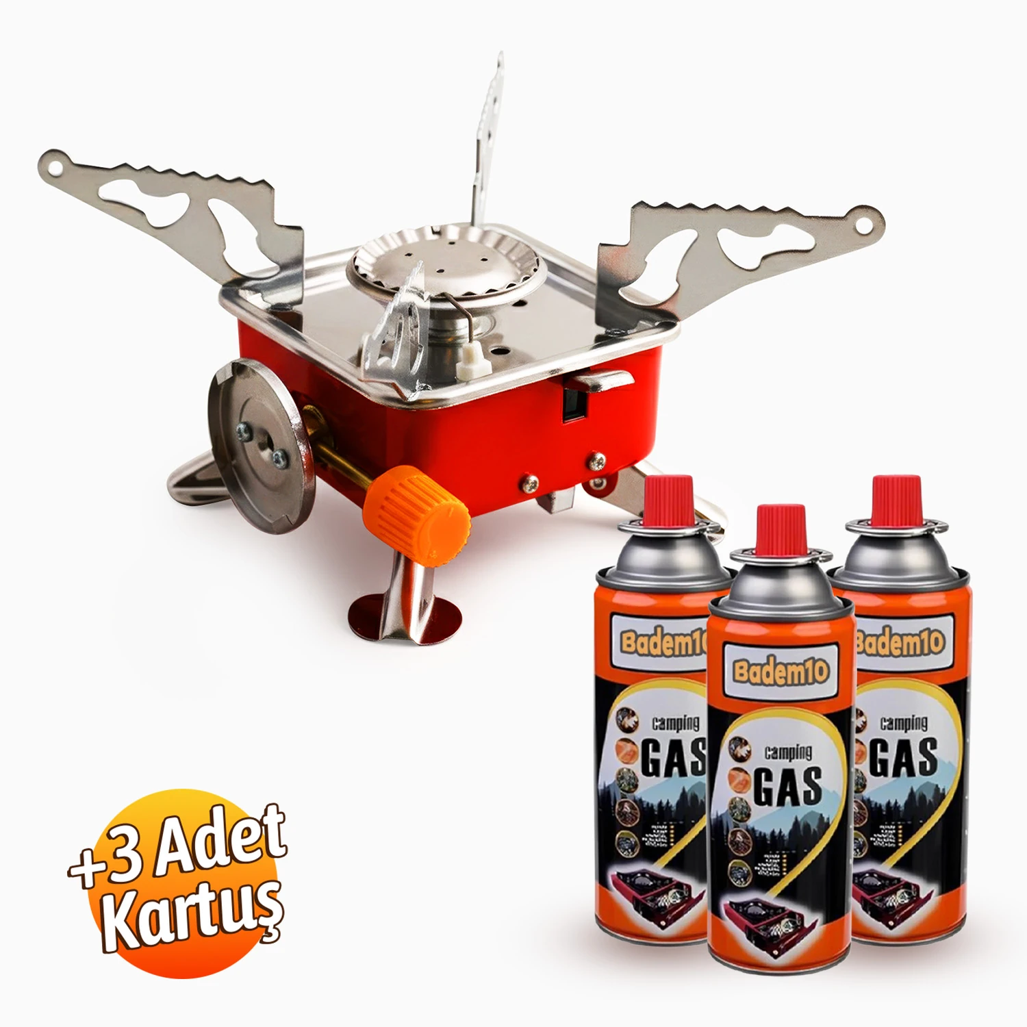 Taşınabilir Mini Tek Gözlü Portatif Kendinden Manyetolu Kamp Ocağı + 2 Adet 400ml Kartuş