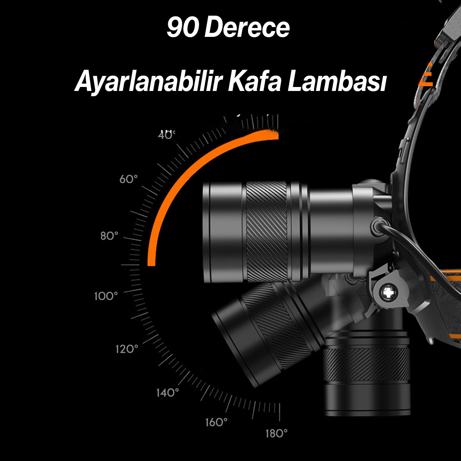 Kafa Lambası Zoomlu 60W Uzun Menzil Usb Şarjlı Powerbank Ledli Işık Su Geçirmez Kamp El Feneri