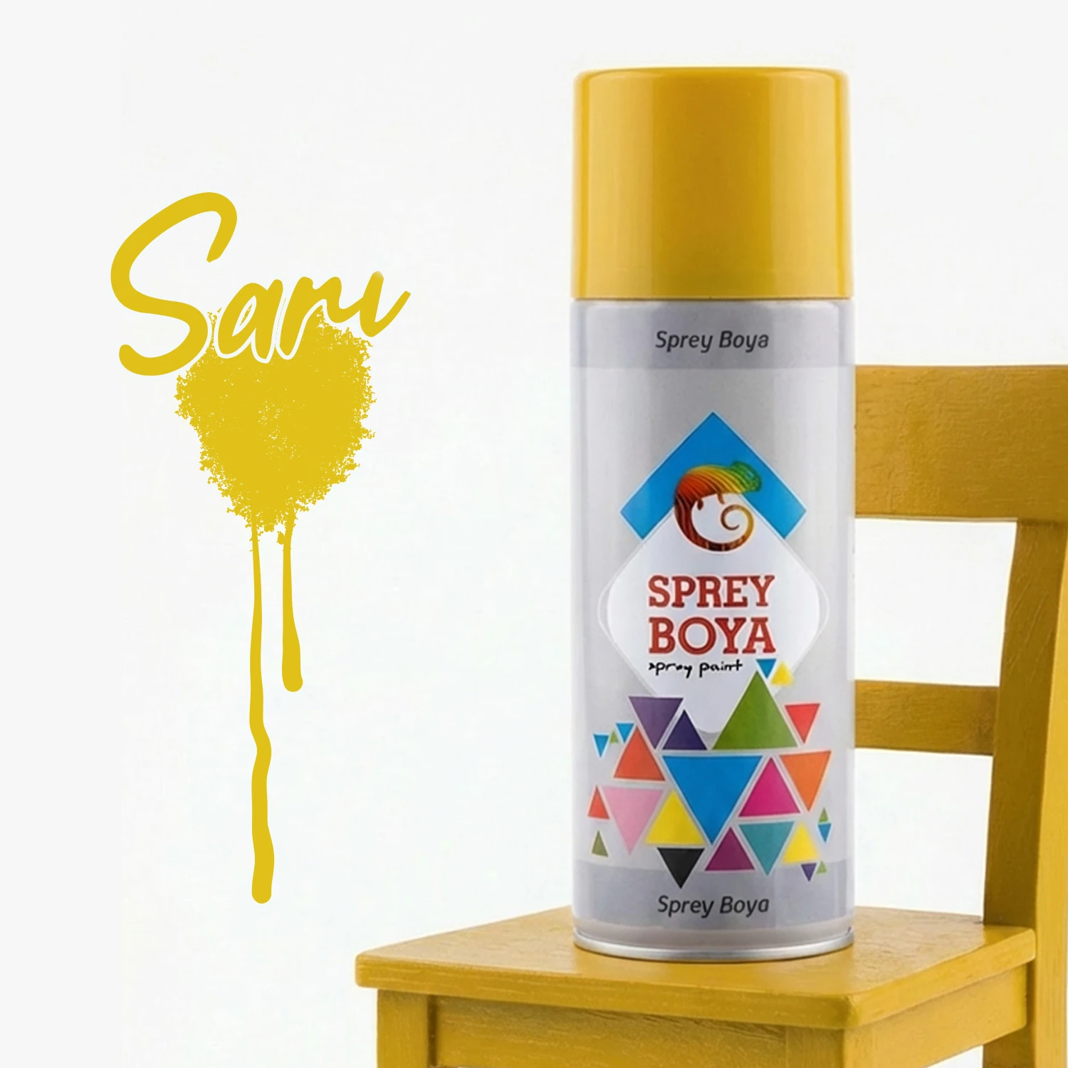 Sarı Sprey Boya 400 ml – Metal Ahşap Plastik Beton Yüzeylere Uygun Hobi Dekoratif Amaçlı Sprey Boya