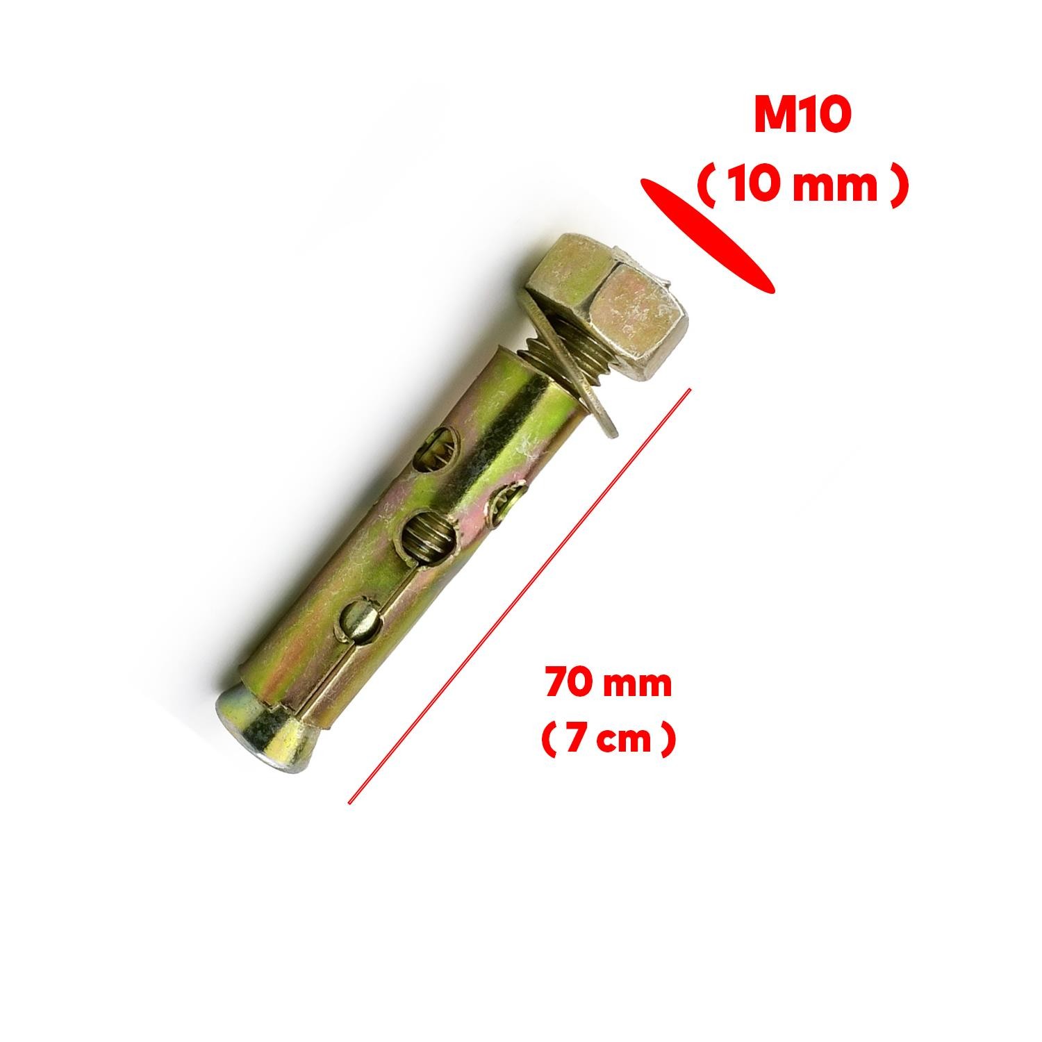 Saplamalı Gömlek Çelik Dübel M10x70 mm Raf Montaj Bağlantı Zemin Monte Tavan Asma Aparat 8 Adet