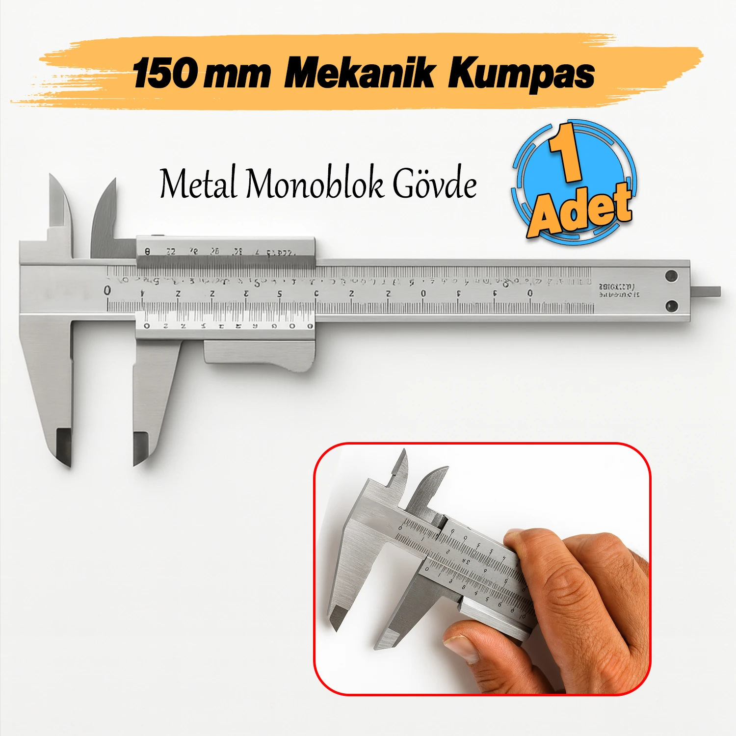 Kilitli Mekanik Kumpas Monoblok Metal Gövde 0.02 Hassasiyet 150 mm İç Dış Derinlik Ölçüm Aleti