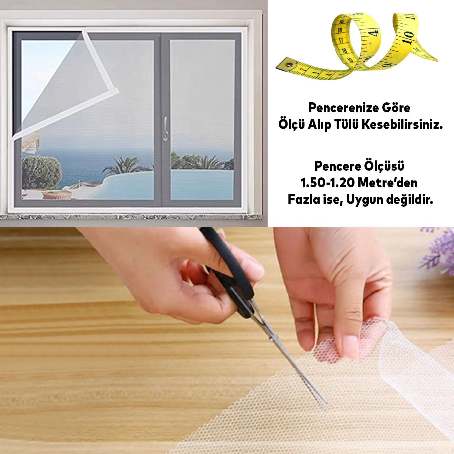 Bulmax Çift Kanat Hazır Sineklik Sök Tak Pratik Yıkanabilir Pencere Kapı Sinekliği 150x120 cm