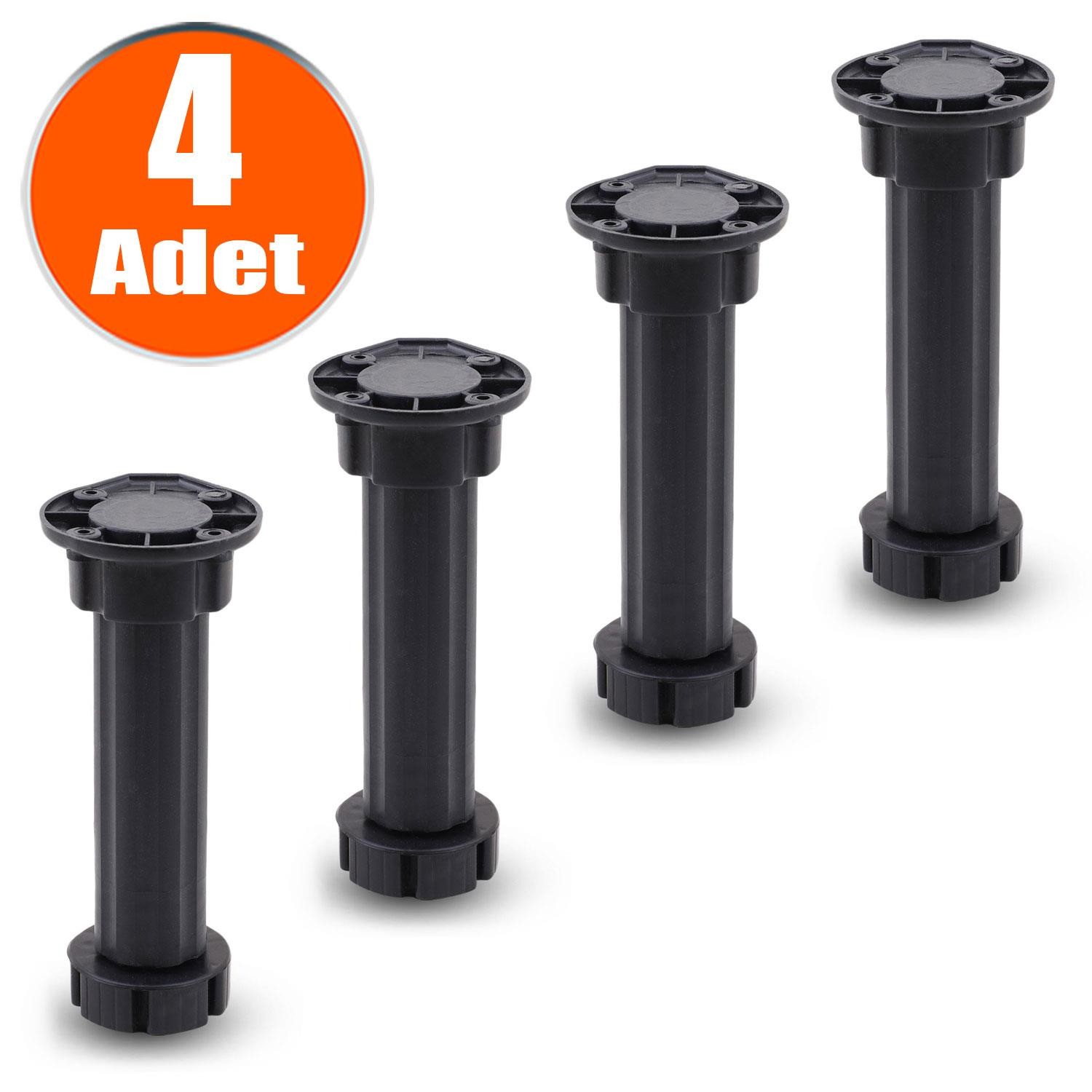 Ayarlanabilir Dolap Mobilya Mutfak Tezgah Yükseltici Ayağı 15 Cm Siyah Denge Ayakları (4 ADET)
