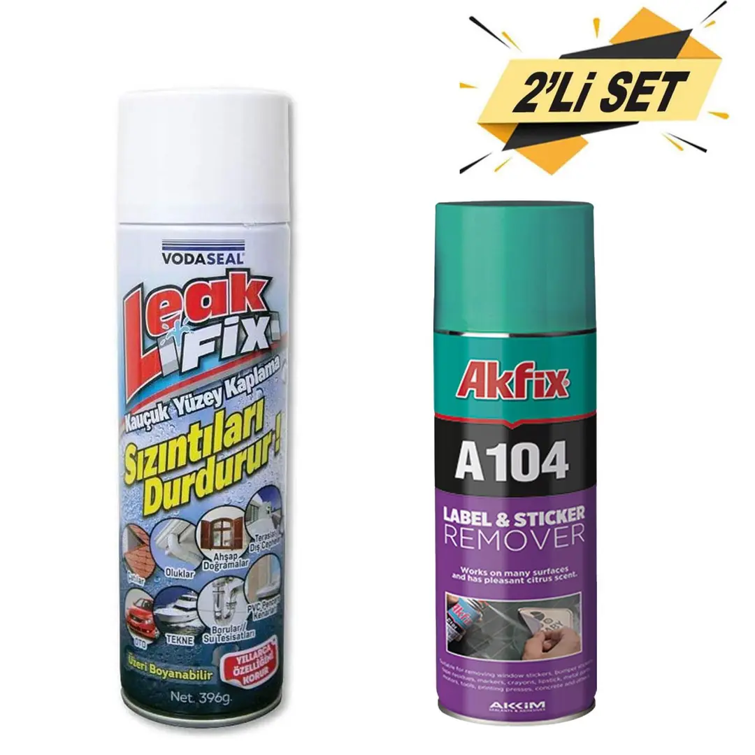 Leak Fix Su Sızdırmaz Sprey Beyaz 396 Gr +Akfix A104 Etiket Sökücü