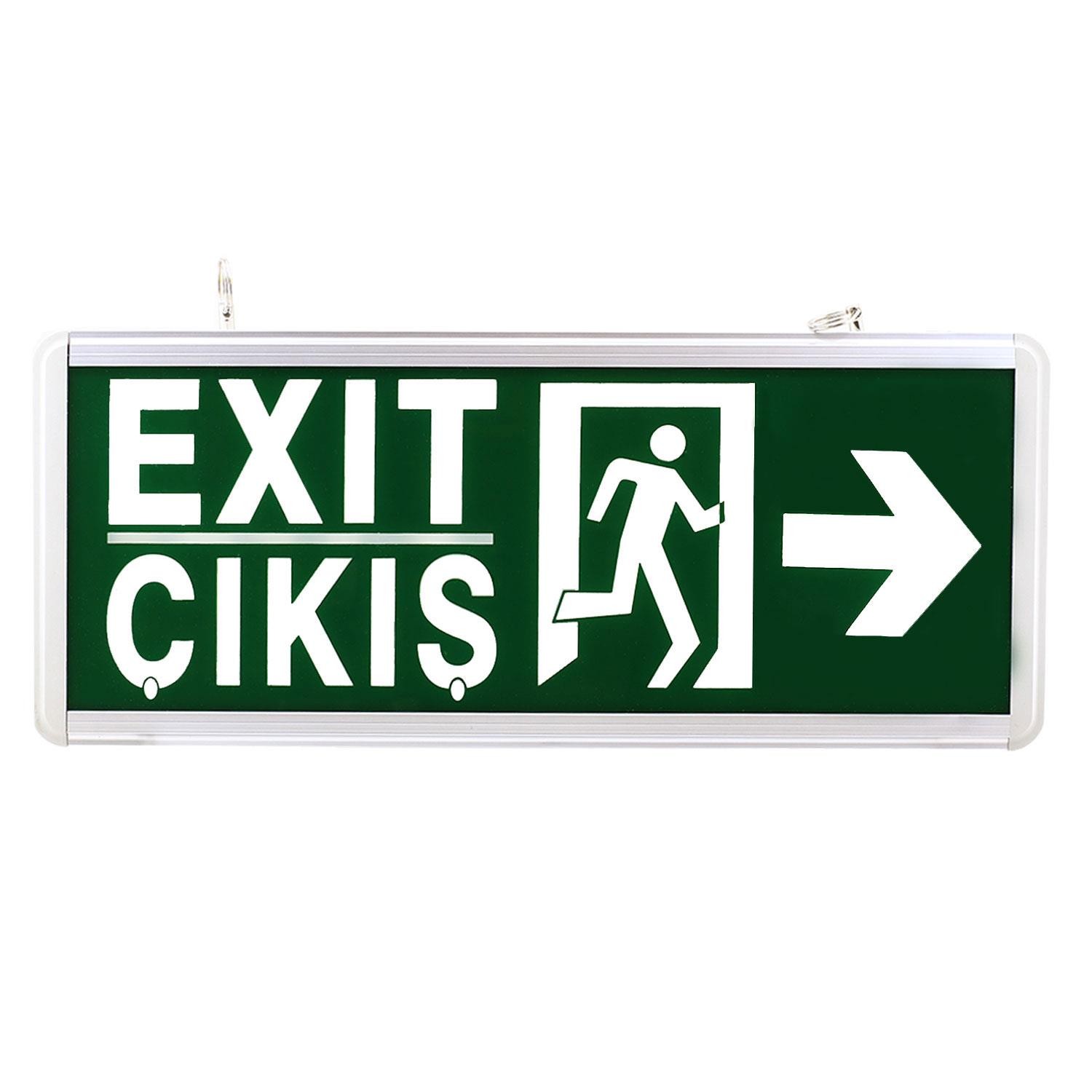 Acil Çıkış Levhası Exit Çıkış Sağ Sol Ok İşaretli Ledli Şarjlı Yönlendirme Levhası