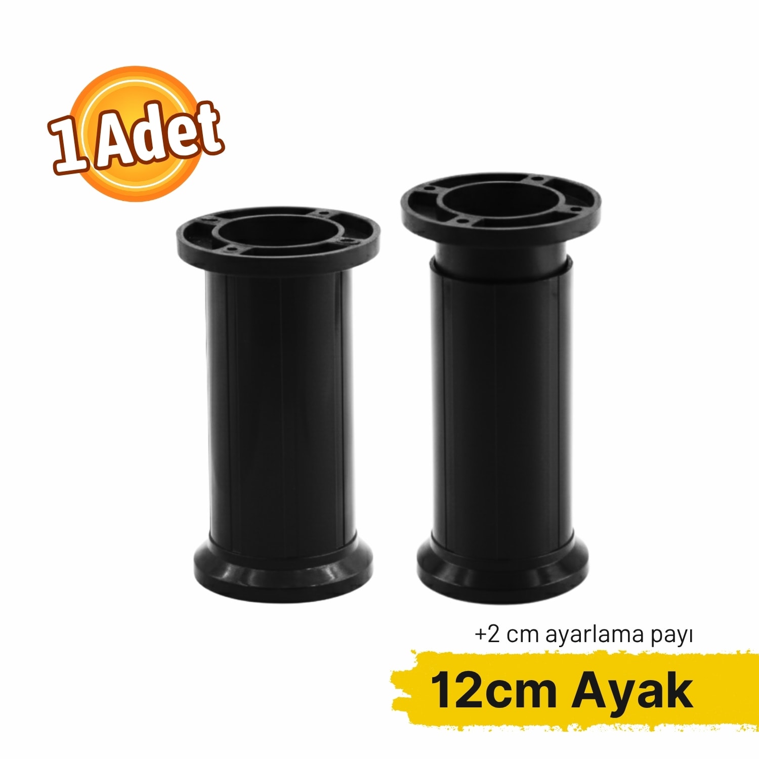 Ayarlanabilir 1 Adet 12 Cm Siyah Plastik Ayak Dolap Mobilya Tezgah Yükseltici Yükseltme Ayağ