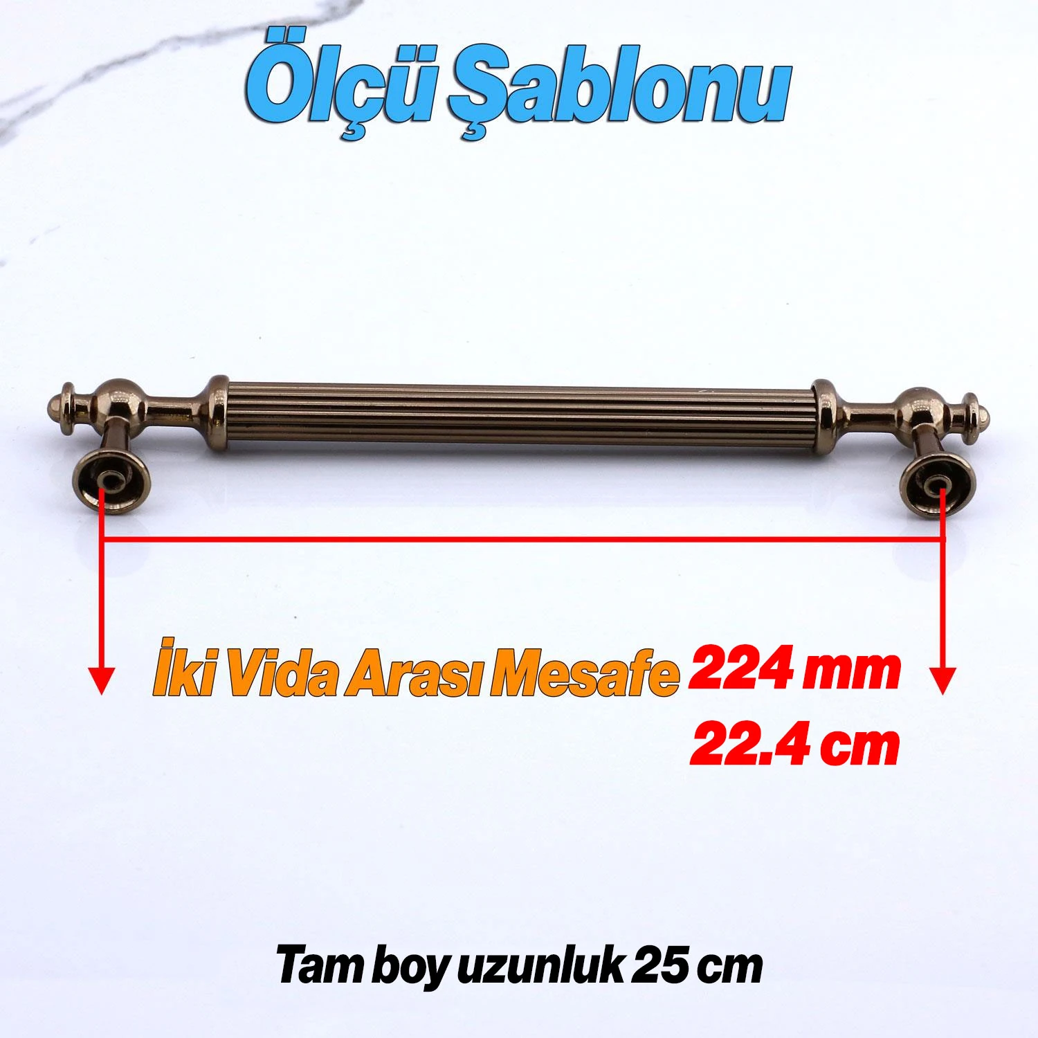 Nesil Çizgili 224 mm Bronz Metal Kulp Mobilya Çekmece Mutfak Dolabı Dolap Kulpları Kulpu Kulpları