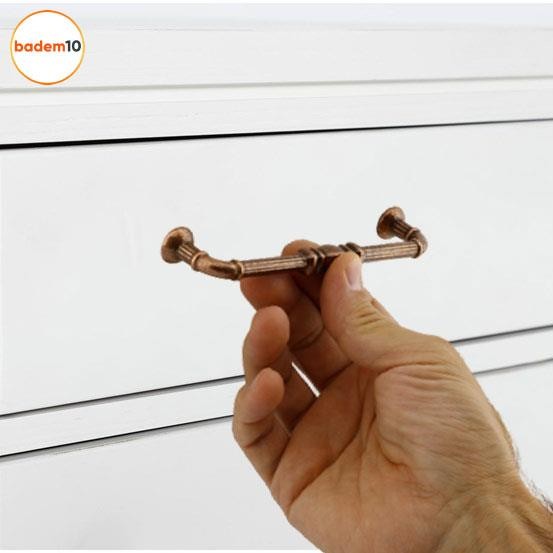 Metax Buket Mobilya Mutfak Dolabı Çekmece Dolap Kapak Kulpu Kulbu Antik Bakır 128 mm Metal Kulp