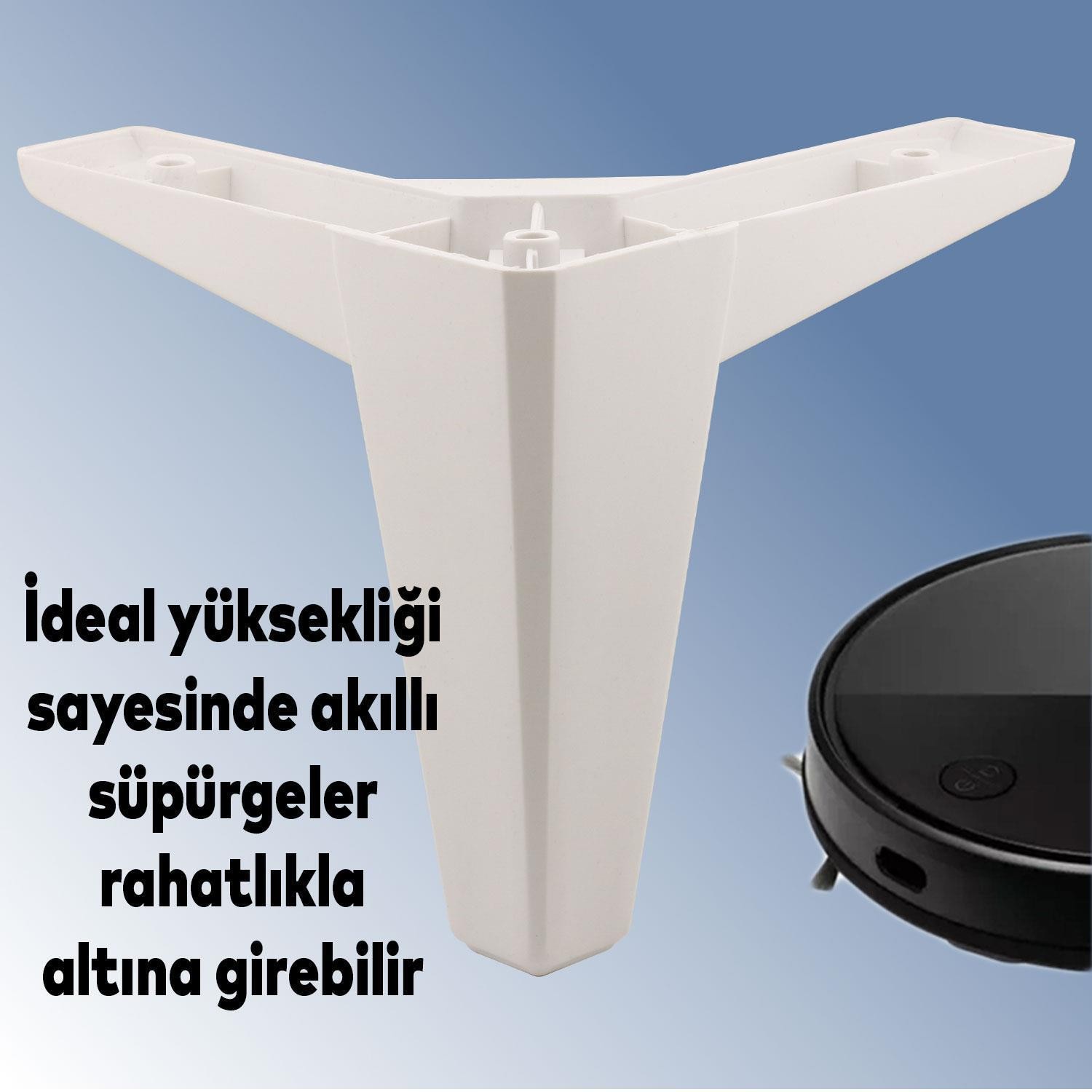 Sedir 6'lı Set Mobilya TV Ünitesi Çekyat Koltuk Kanepe Destek Ayağı 14 cm Beyaz Kanat 17 Ayak