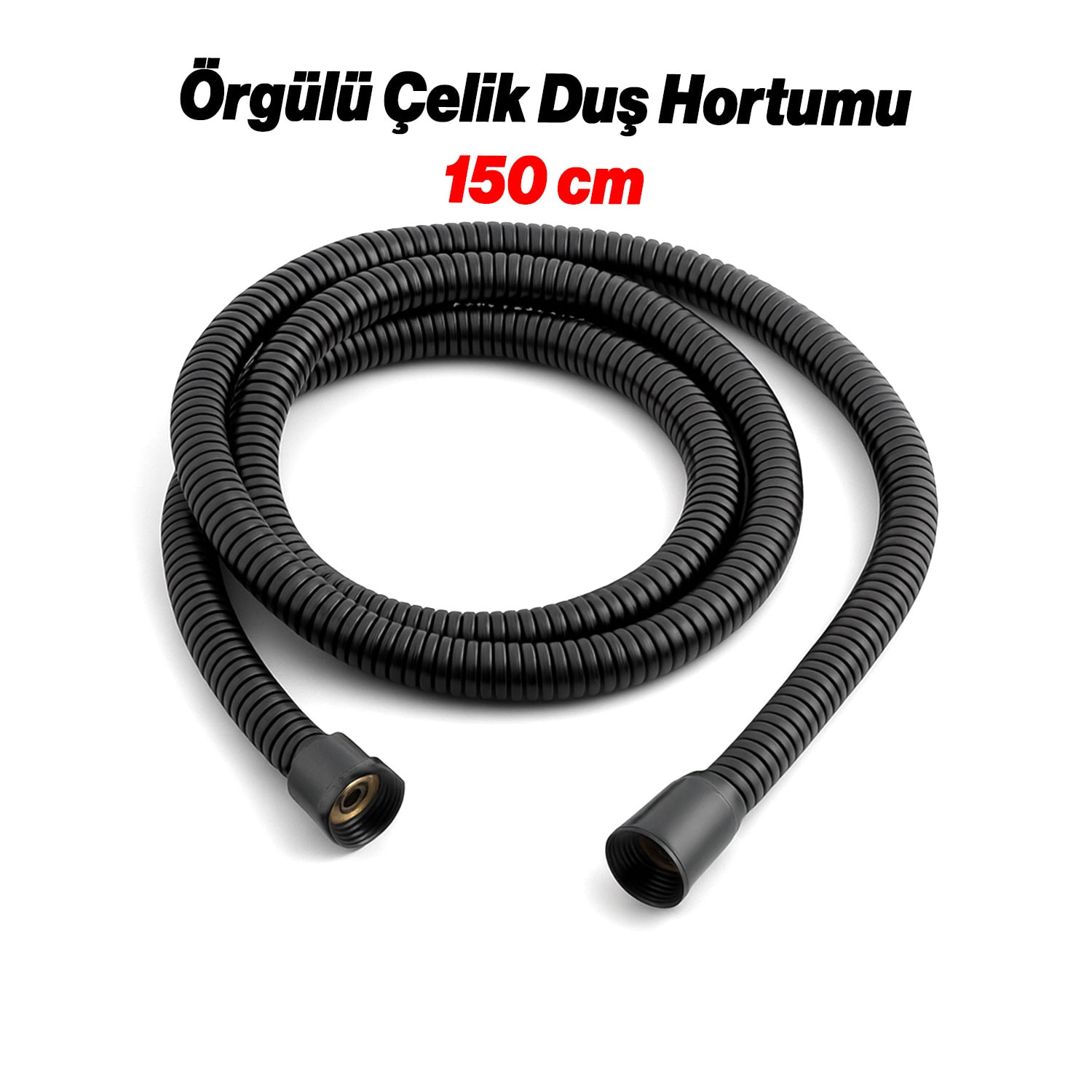 Siyah Paslanmaz Örgülü Duş Bağlantı Hortumu 150 cm Dayanıklı Esnek Banyo Aksesuarı Bağlantı Fıskiye
