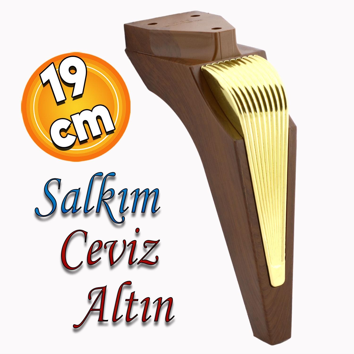 Salkım Mobilya Oturma Grubu Kanepe Tv Ünitesi Konsol Koltuk Ayağı Ayakları Ceviz Altın 19 Cm