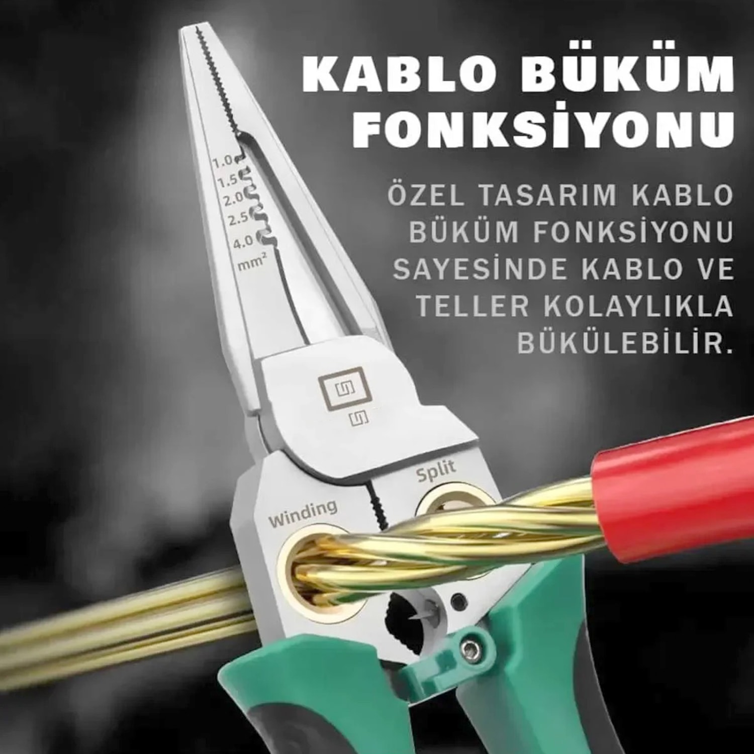 Çok Amaçlı Kablo Soyma Pensesi 6 Fonksiyonlu Elektrikçi Pense Tel Kesme Sıyırma Bükme Ayırma