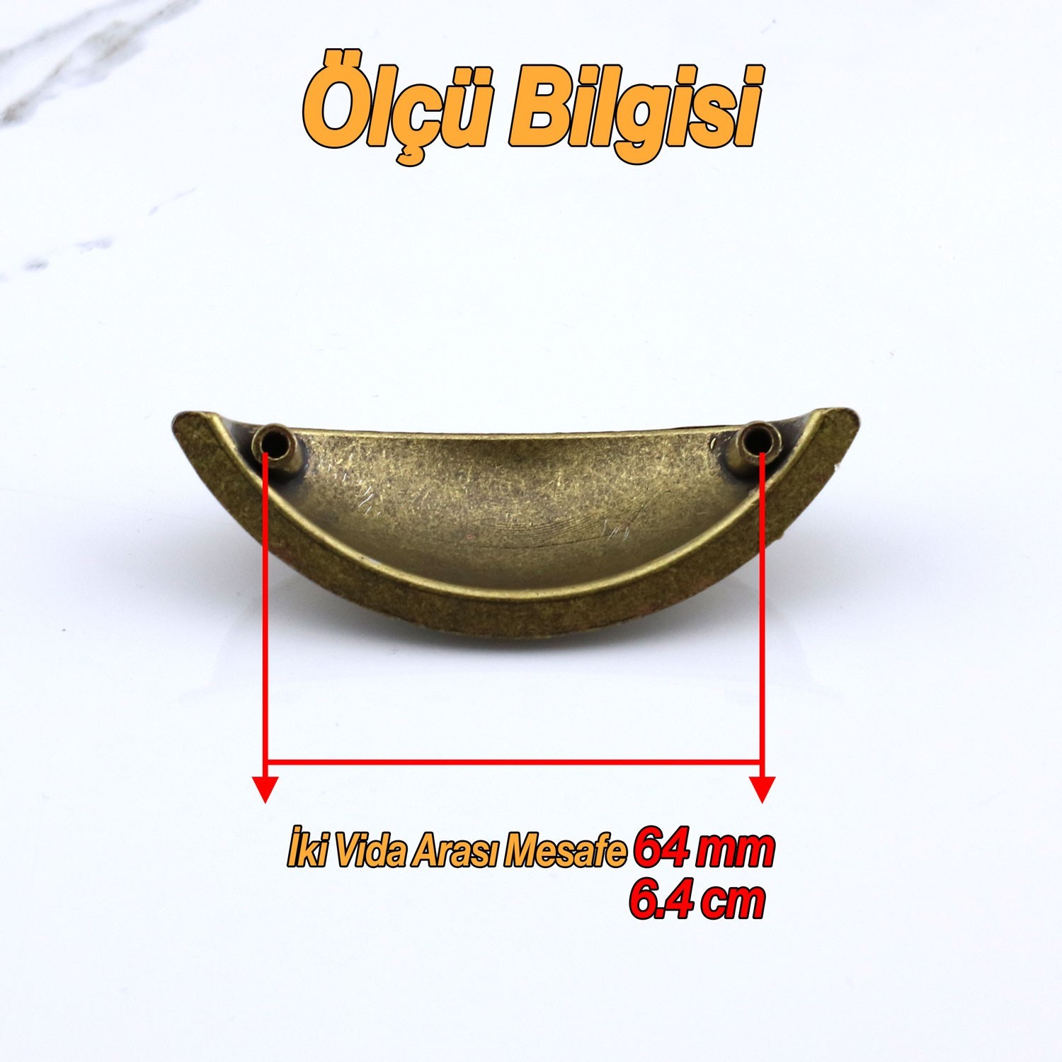 Midye Çanak Tas 64 mm Eskitme Antik Sarı Mobilya Mutfak Dolabı Çekmece Dolap Kulpları Kulpu Kulb