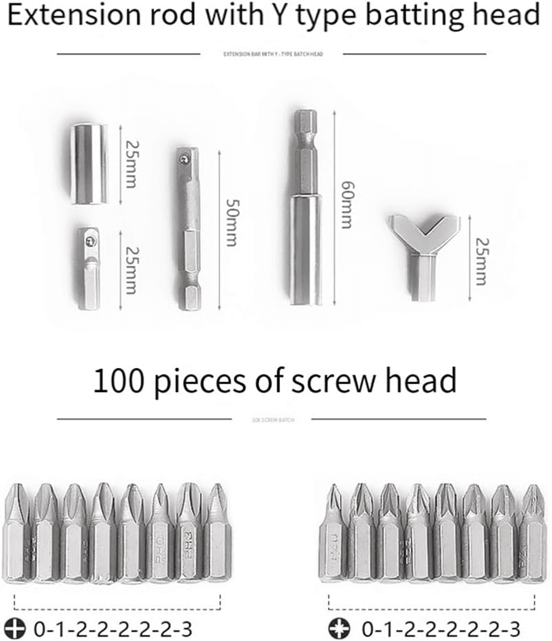 Bits Uç 100 Parça Set PZ PH SL Torx Philips Square Recess Slotted Spanner Hex Spline Tamperproof Hex