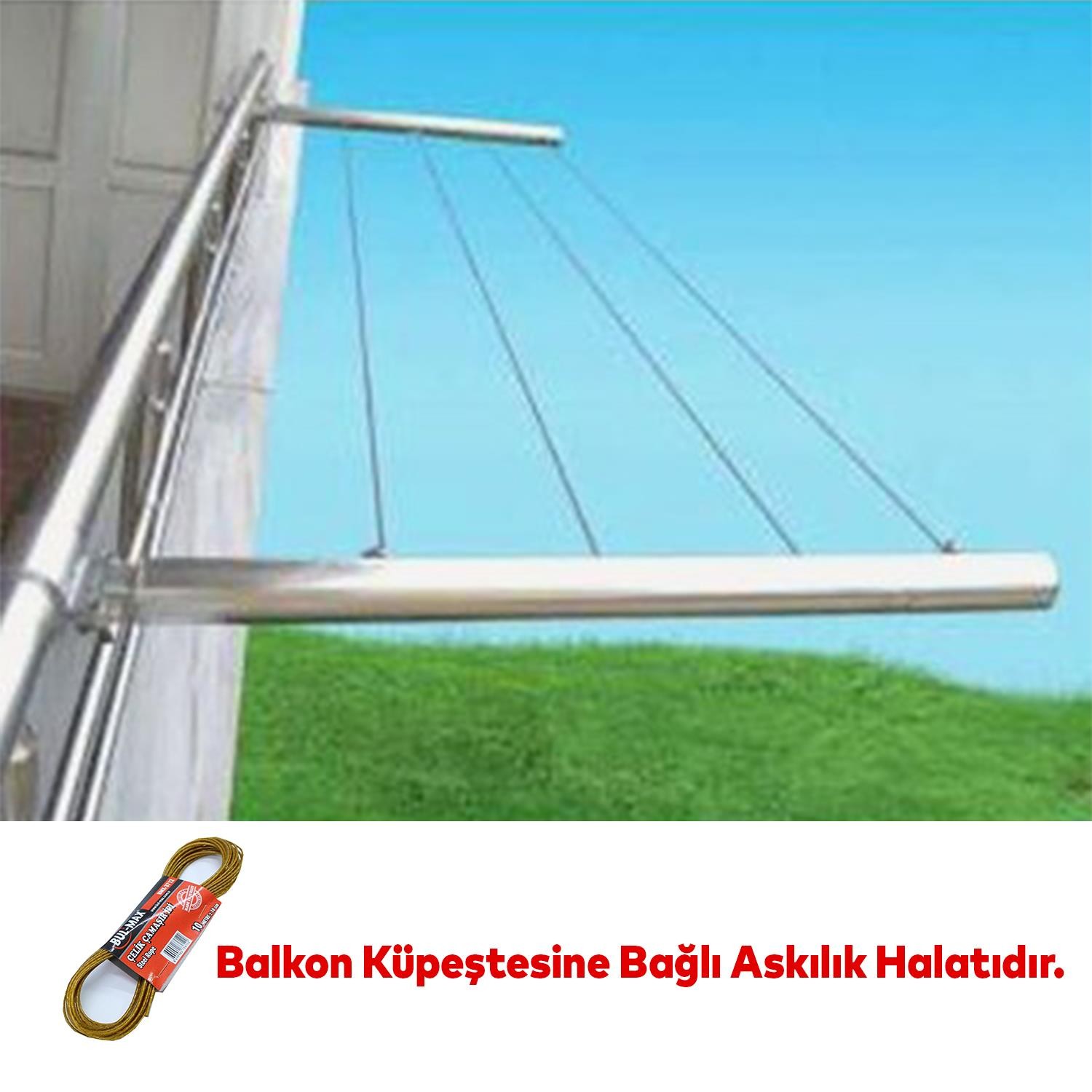 Balkon Çamaşır Kurutma Halat Halatı BMX-3712 Kupeşte Asma Çelik Çamaşır İpi 10 Metre