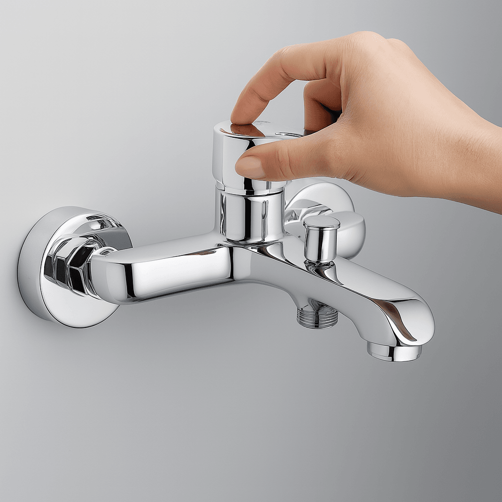 Premium Tek Kollu Krom Banyo Bataryası Duvar Tipi Armatür Şık Modern Tasarım Sıcak Soğuk Ayarlı