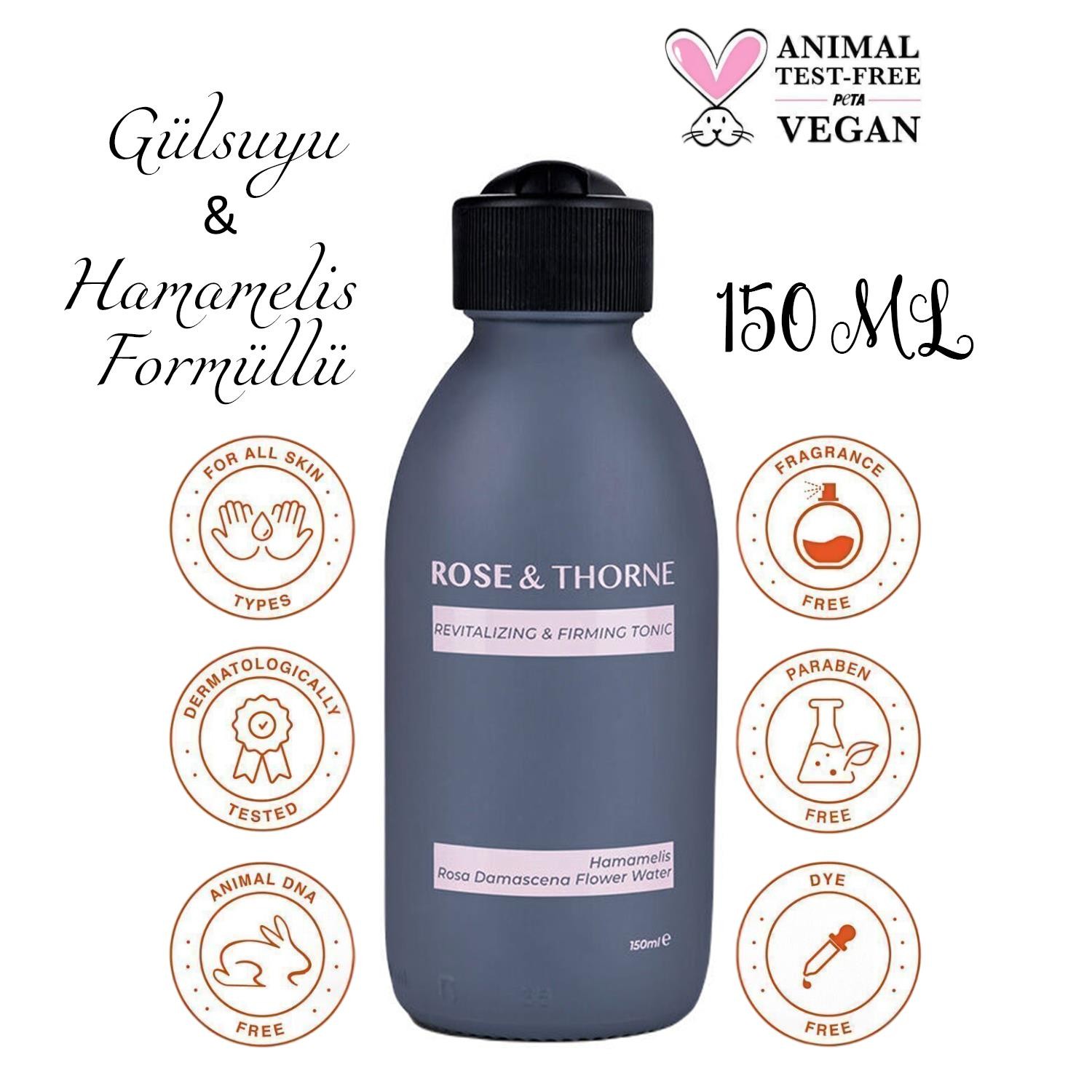 Rose Thorne Tonik 150 Ml Canlandırıcı ve Sıkalıştırıcı Makyaj Temizleme Hamamelis Gül Suyu Tonic