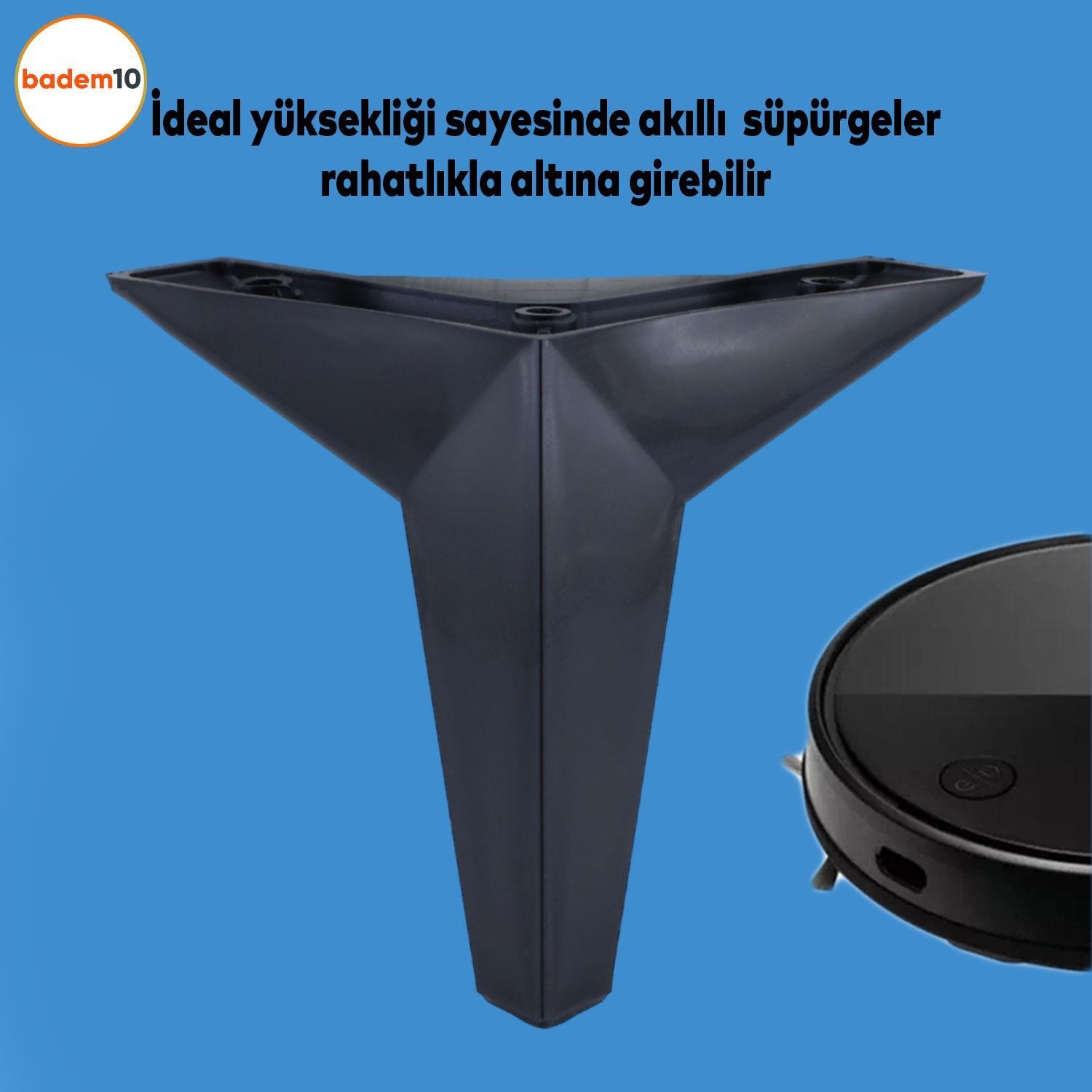 Kale 6'lı Set Mobilya TV Ünitesi Çekyat Koltuk Kanepe Destek Ayağı 12 cm Siyah Baza Ayak M8 Civatalı