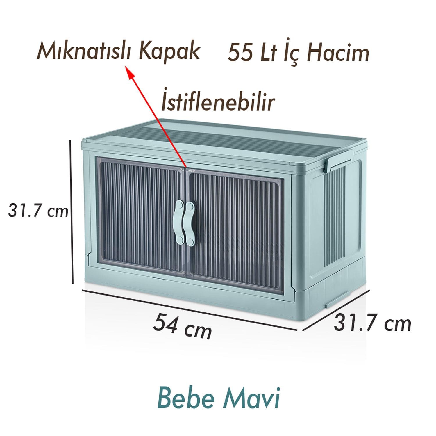 2'li Çok Amaçlı Katlanır Portatif İstiflenebilir Saklama Düzenleyici Organizer Dolap Kutusu Bebe Mavisi