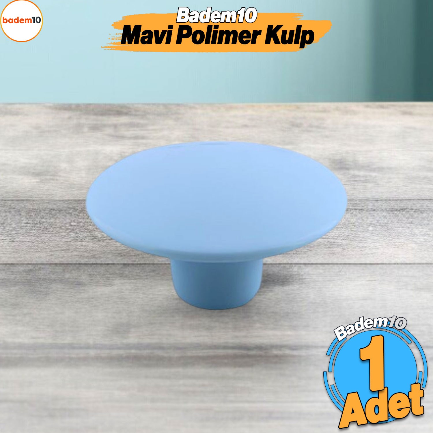 Bohem Mavi Geniş Mantar Kulp Düğme 1 ADET Mobilya Dolabı Çekmece Mutfak Dolap Kulpu Kulbu Plastik