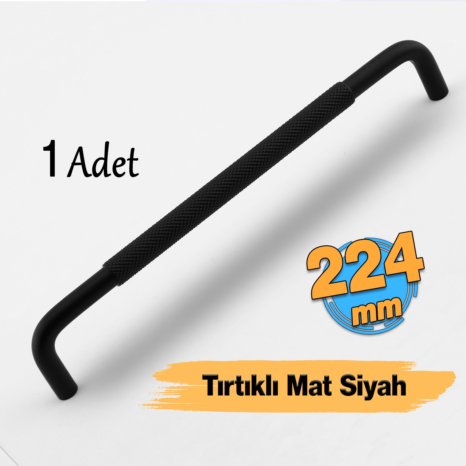 Uber Tırtıklı Mat Siyah Metal Kulp 224 mm 22.4 cm Mobilya Çekmece Mutfak Dolabı Dolap Kapak Kulpları