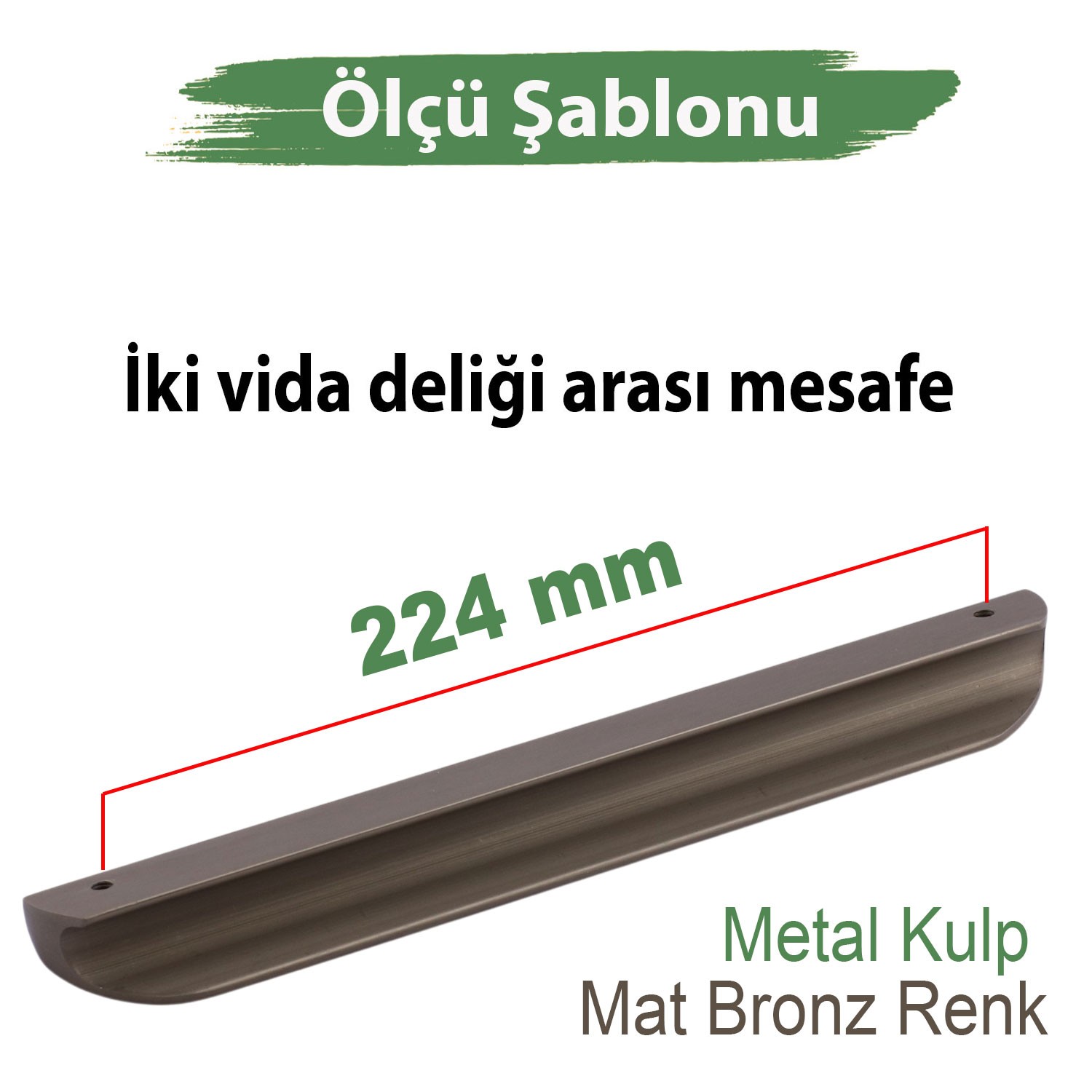 Fırat Kulp 224 mm Bronz Renk Metal Mobilya Çekmece Mutfak Dolap Kapak Kulpları Kulbu Dolabı Kulpu