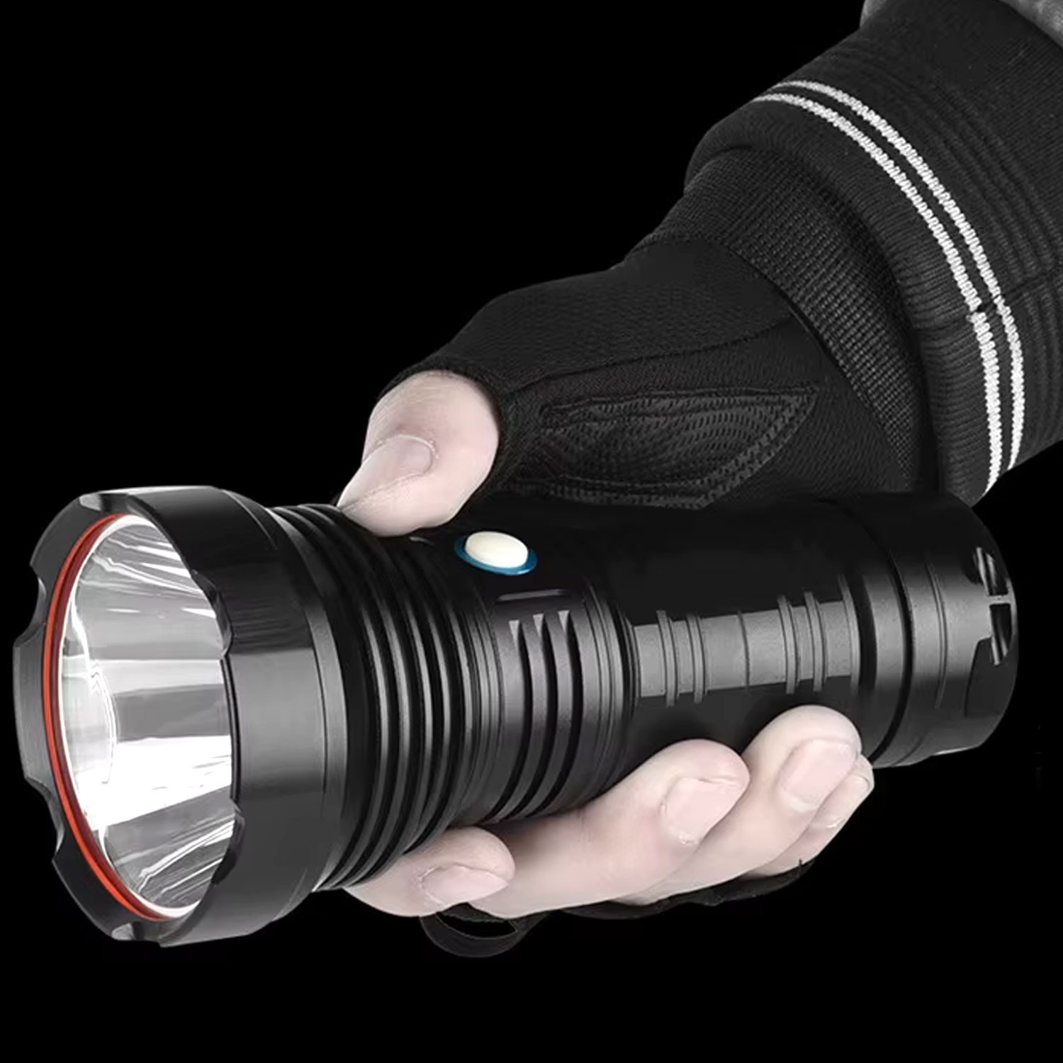 El Feneri Uzun Menzil 80W Şarjlı Powerbank Ledli Işık Kafa Lambası Alüminyum Kasa Su Geçirmez Kamp