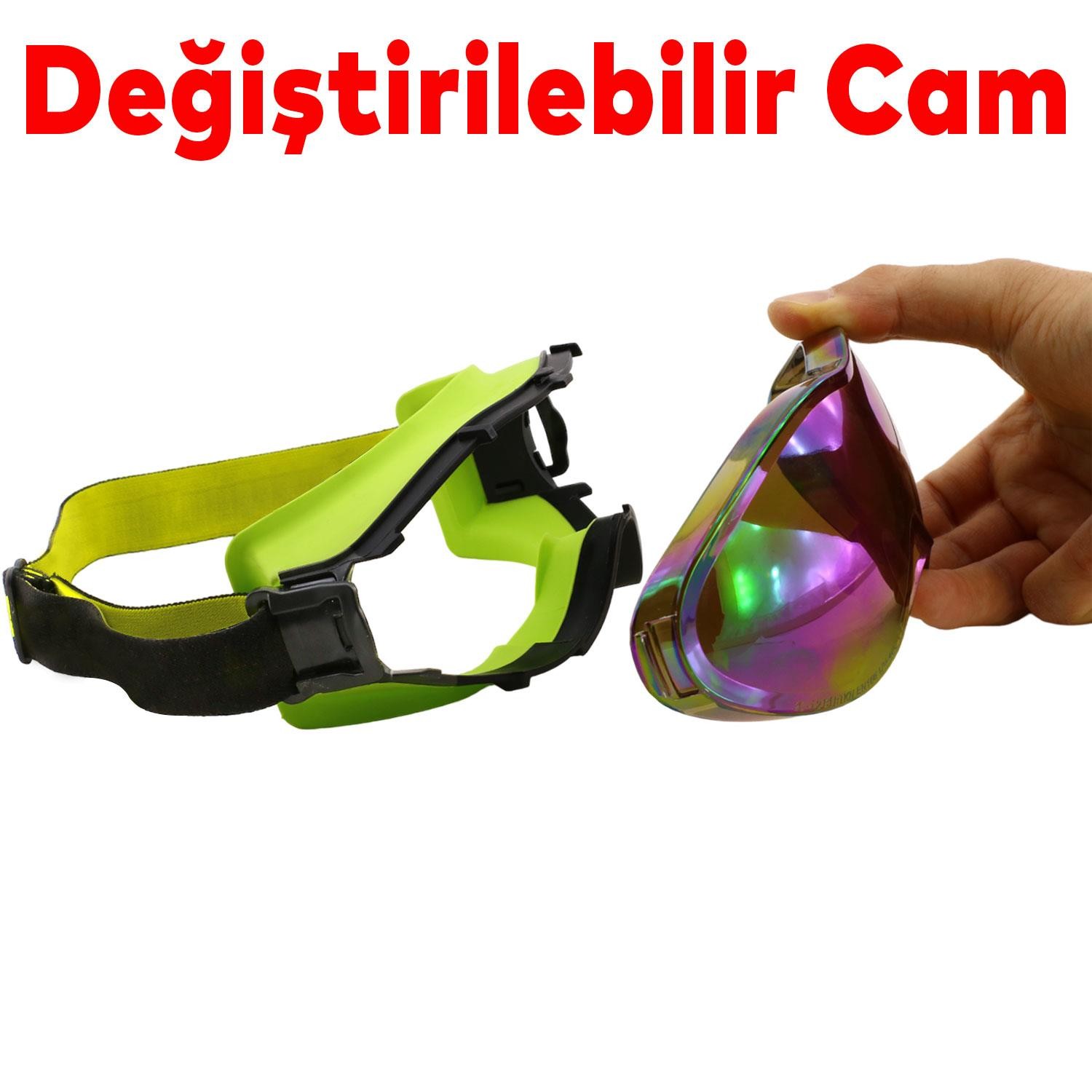 Bellasimo Kayak Gözlüğü Değiştirebilir Camlı Antifog Güneş Kar Gözlük Gökkuşağı Snowboard Glasses Gözlük+1 Adet Yedek Cam (Füme)