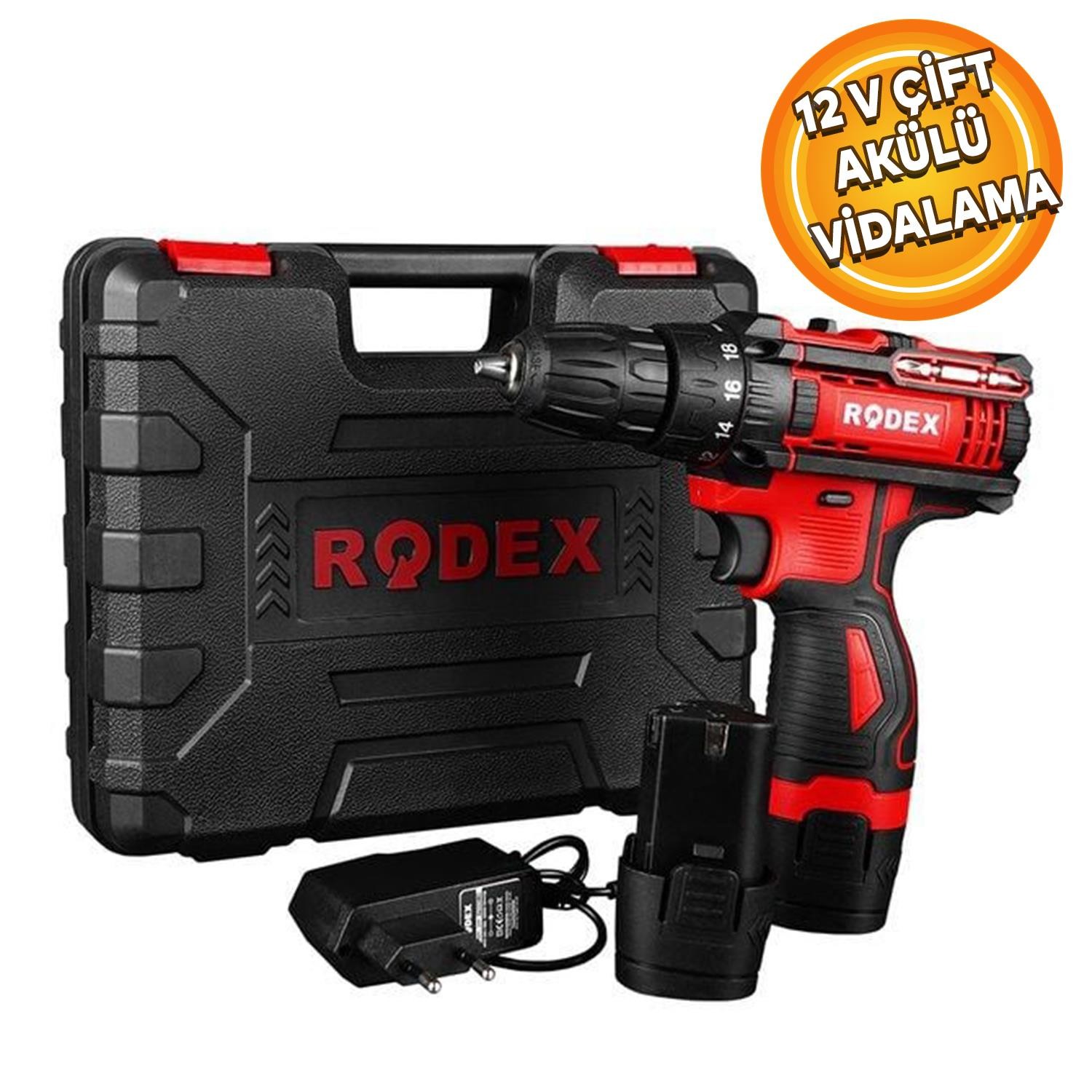 Rodex RDX3321 Şarjlı Akülü Matkap 12 V Çift Akülü Vidalama