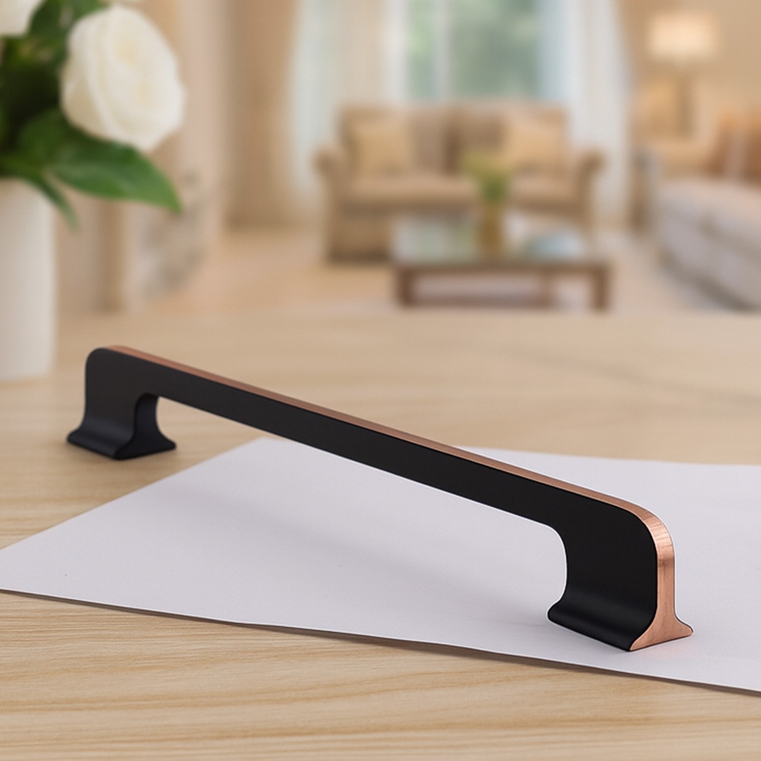 Afyon (224 mm - 22.4 cm) Siyah Rose Metal Mobilya Mutfak Çekmece Dolap Dolabı Kulbu Kulpu Kulpları
