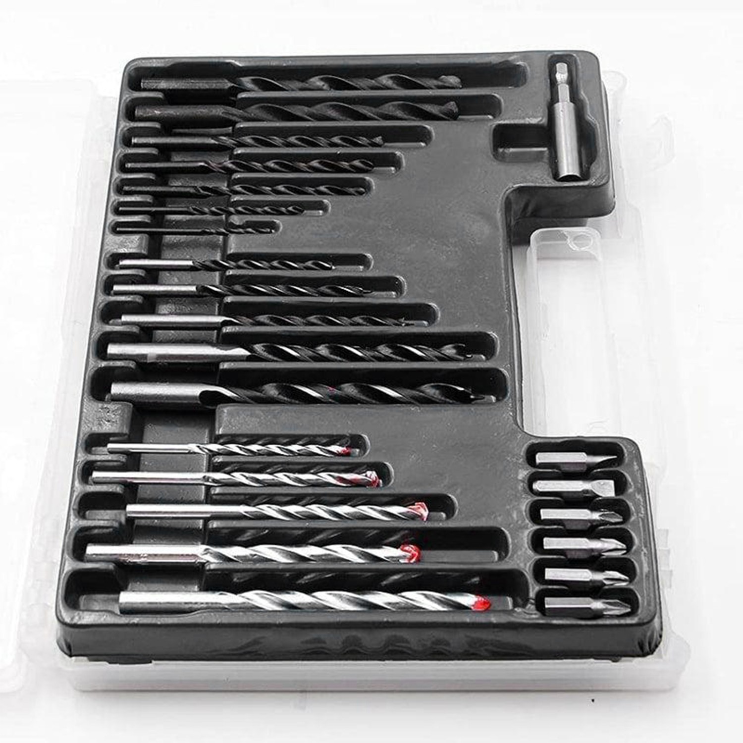 Matkap Ucu Set Duvar Metal Ahşap 17'li Delme 4 Çeşit Dübel 6 Farklı Yıldız Düz Bits Uç Organizer